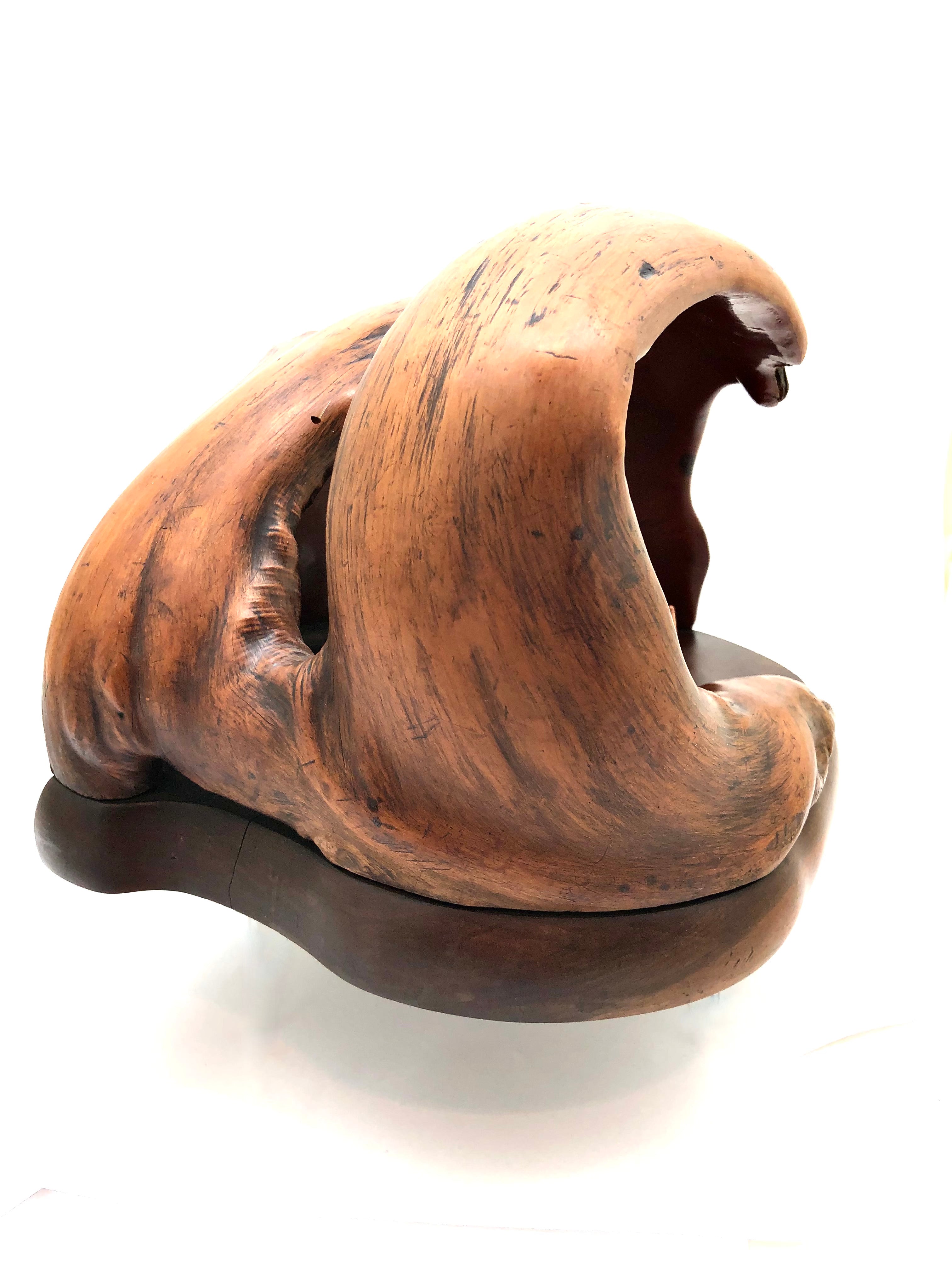 Antique Japanese Natural Organic Wood Burl Ikebana Container | Incense Koro