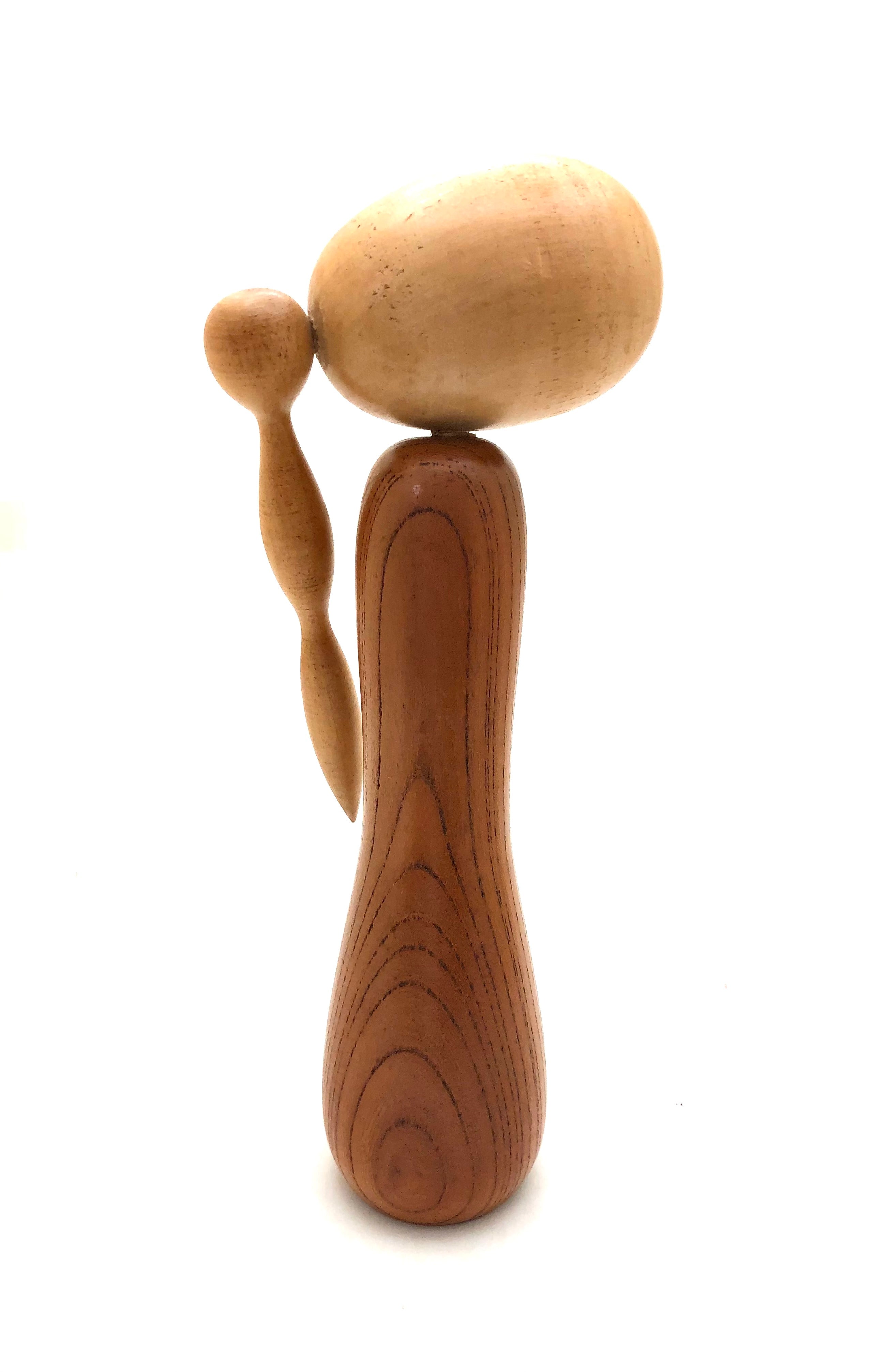 Vintage Sosaku Kokeshi entitled: ‘Henso shōjo | Braided Girl’ by Ishihara Hideo (1925-1999)