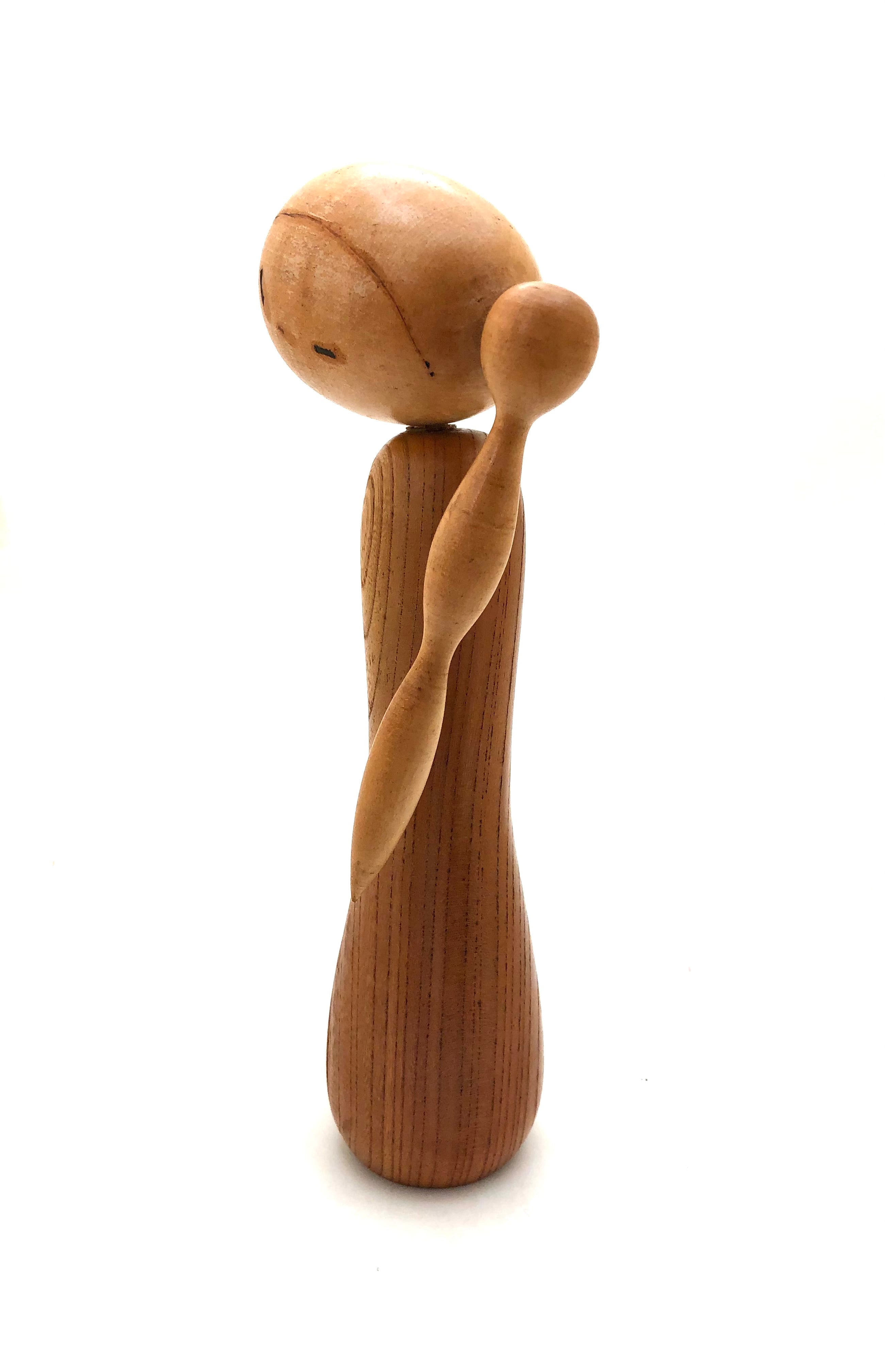 Vintage Sosaku Kokeshi entitled: ‘Henso shōjo | Braided Girl’ by Ishihara Hideo (1925-1999)