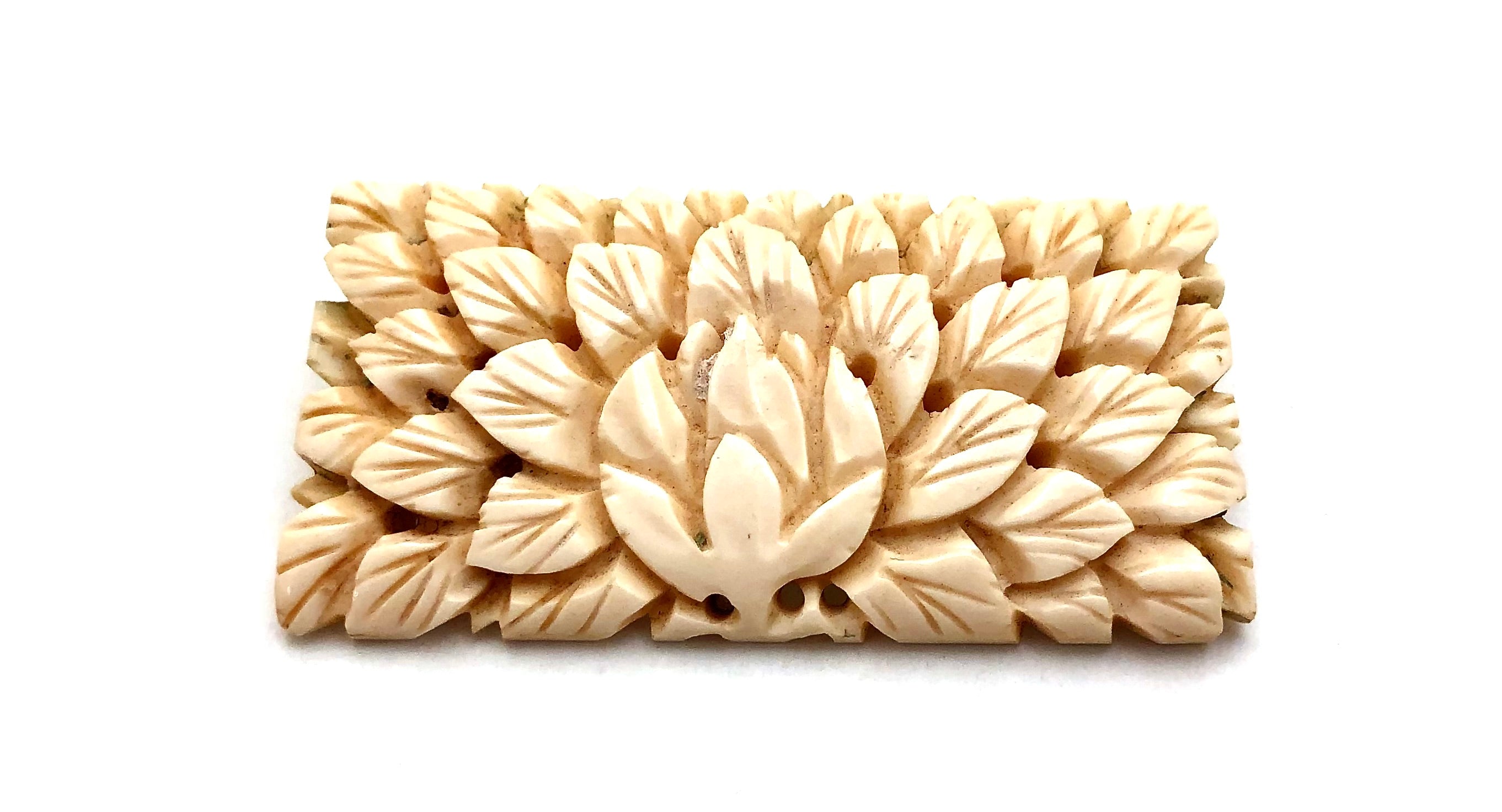 Japanese Antique Bone Carved Brooch