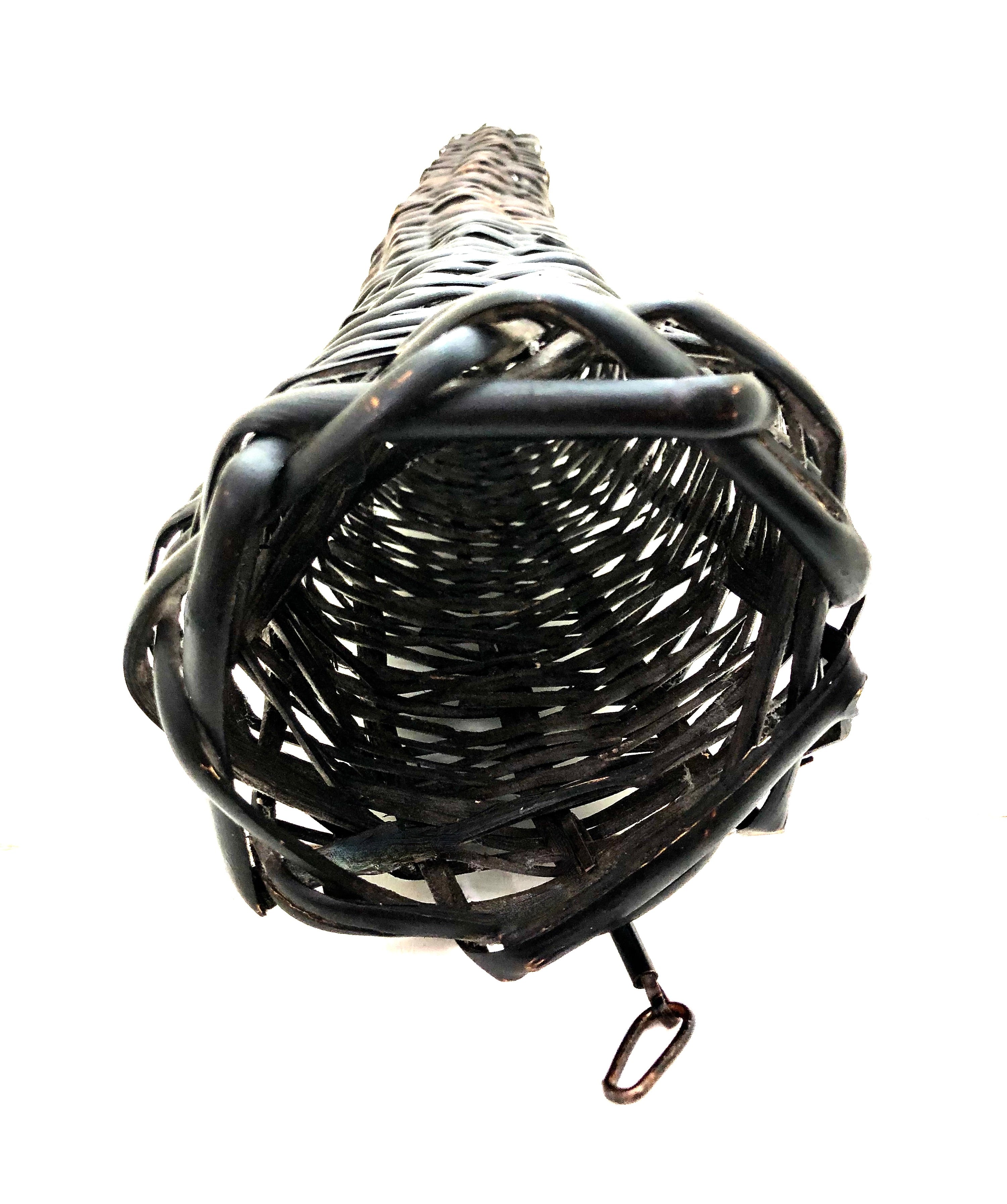 Antique Japanese Bamboo Hanging Ikebana Basket | Hanabako