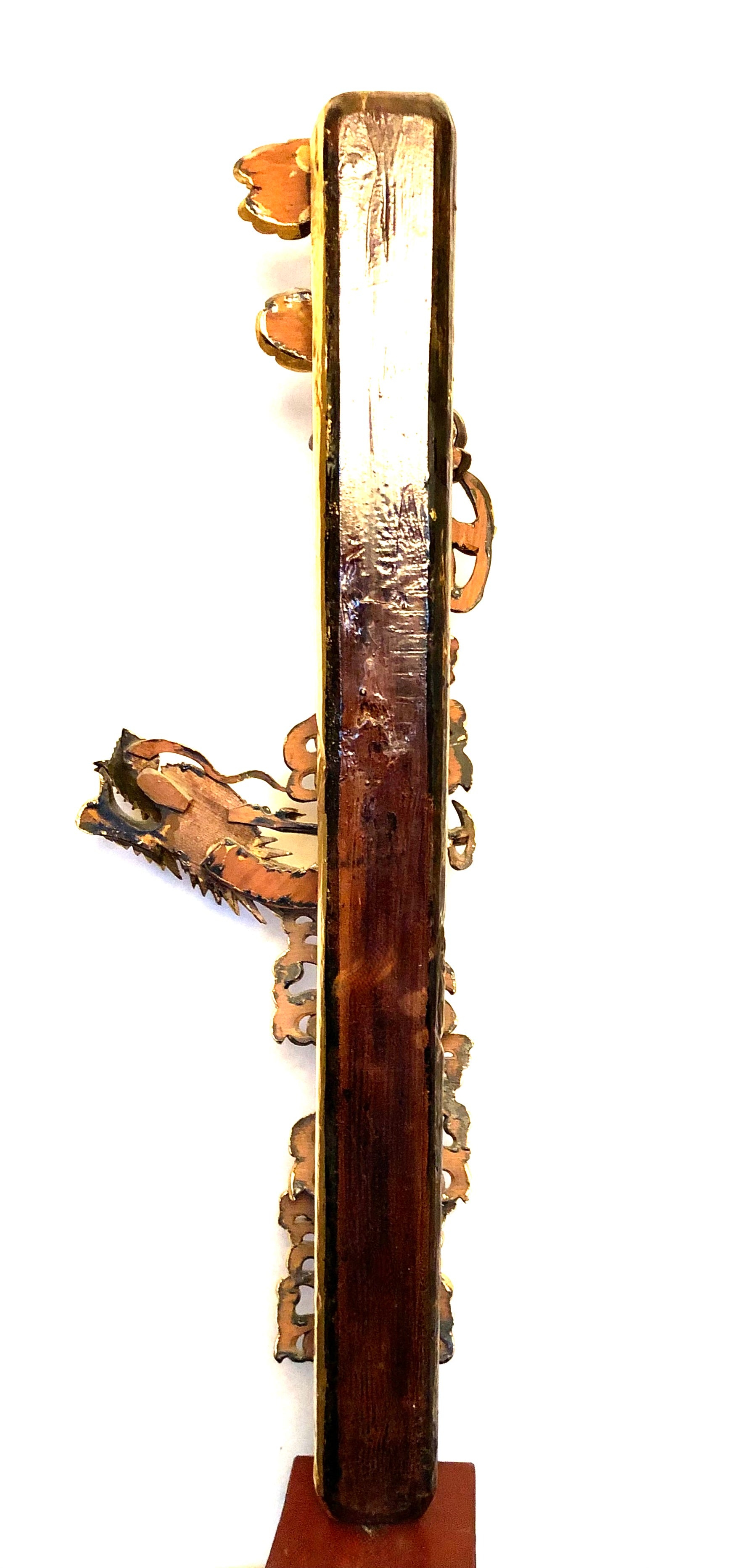 RARE Antique Japanese Dragon (Ryu) Wood and Gold Leaf Temple Carving | Edo Period