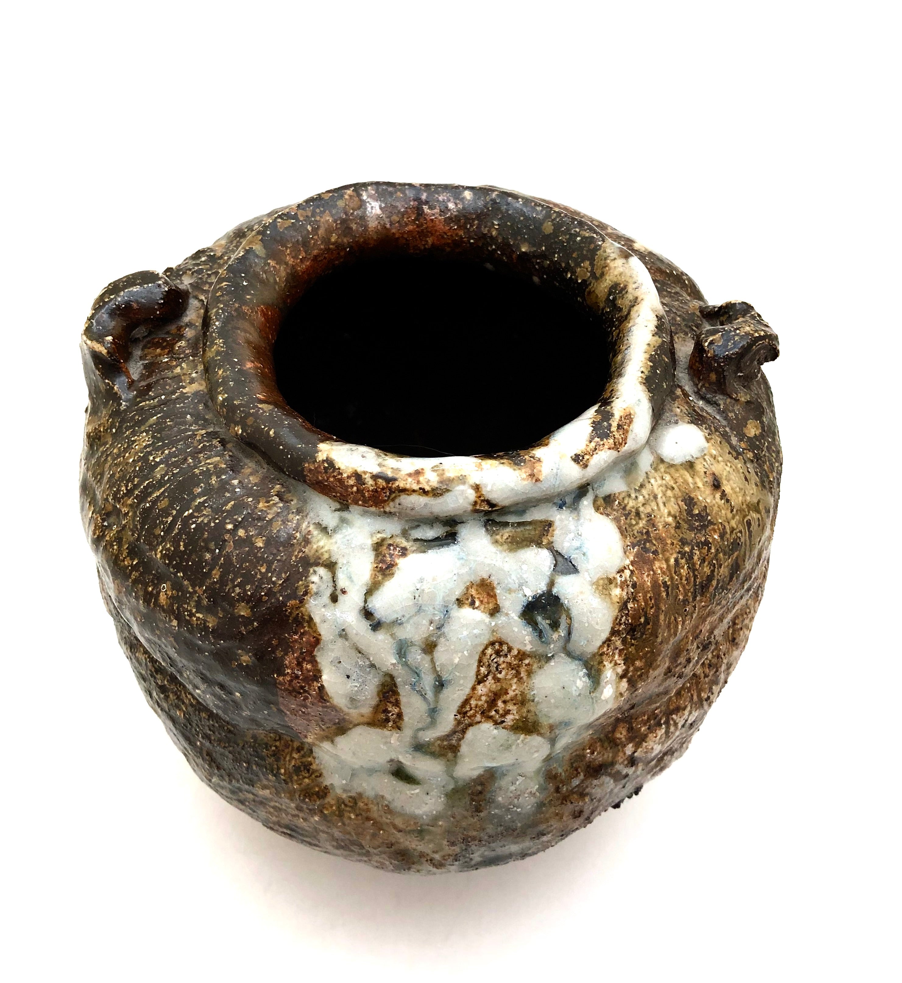 Antique Japanese Studio Pottery "Tako Tsubo" Double Handled Jar | Makuzu Kozan