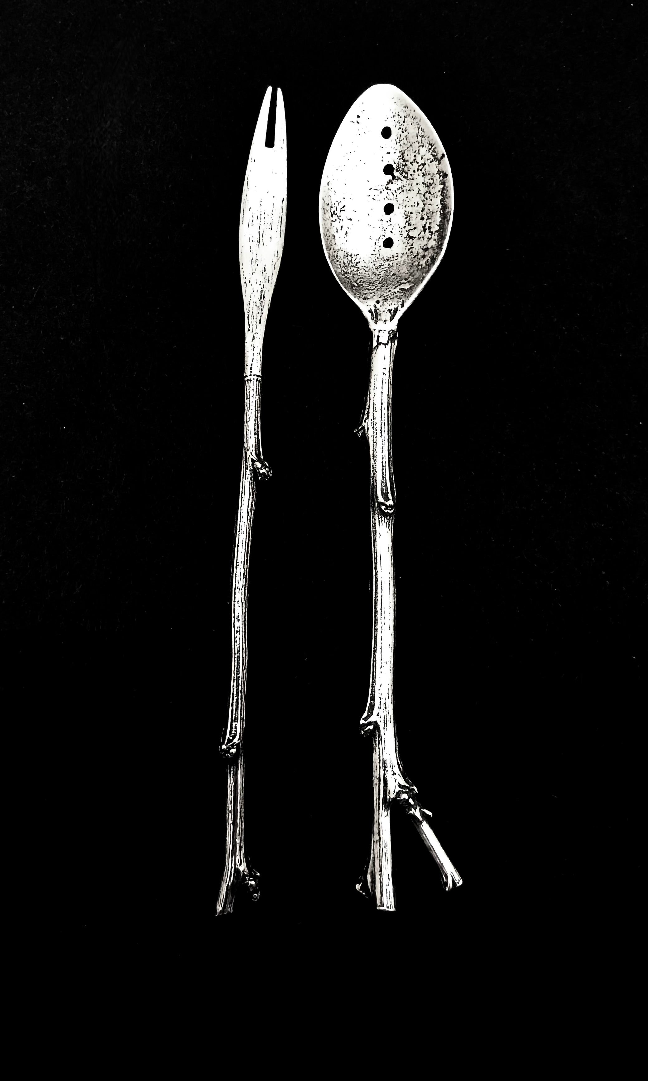 Japanese Pewter Olive Serving Set | Japanese Condiment Set