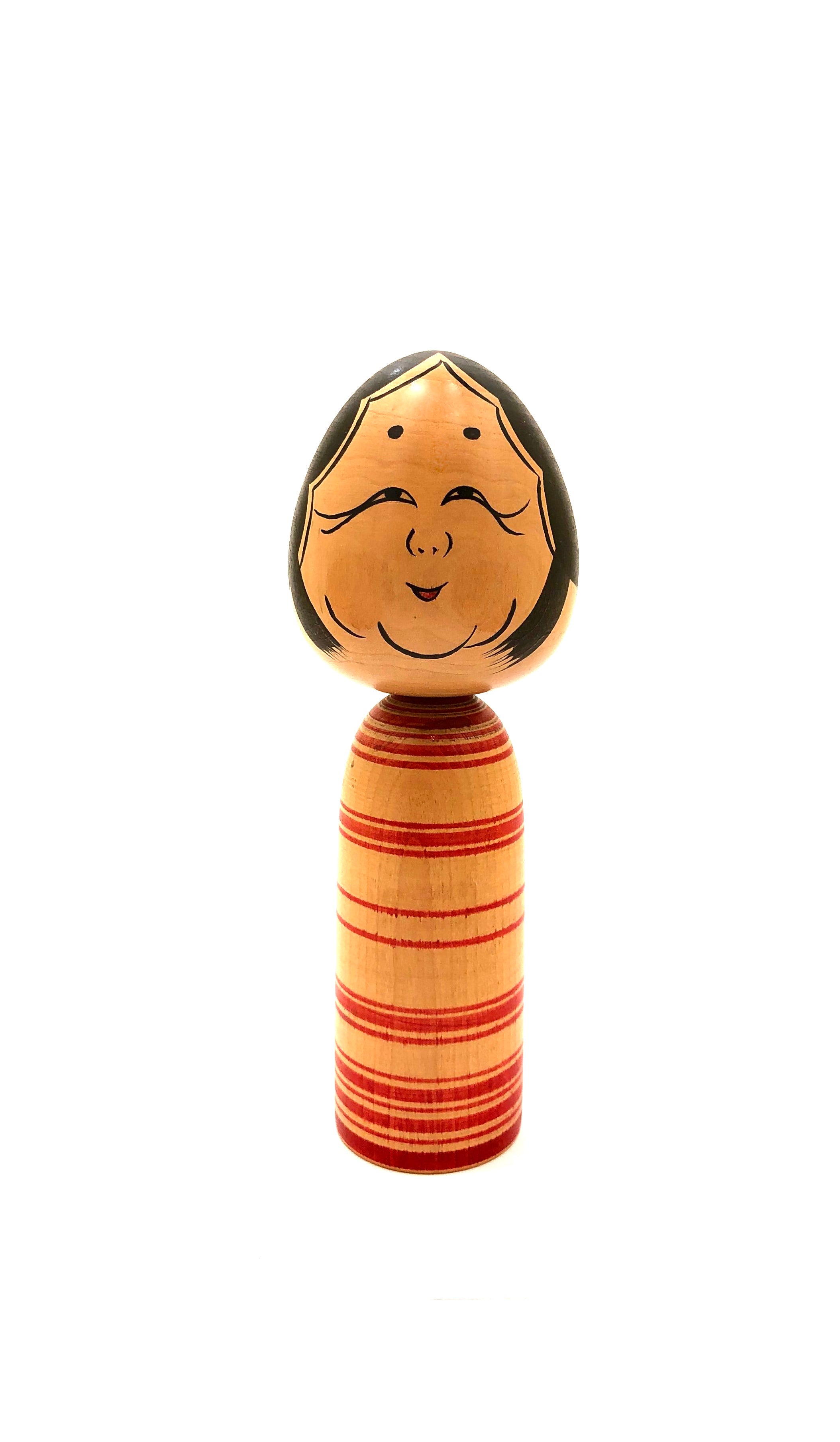 Rare Sosaku Kokeshi Doll by Sato, Nurio, (1948-1995), entitled: “Ōku no kōun” (Much Good Fortune)