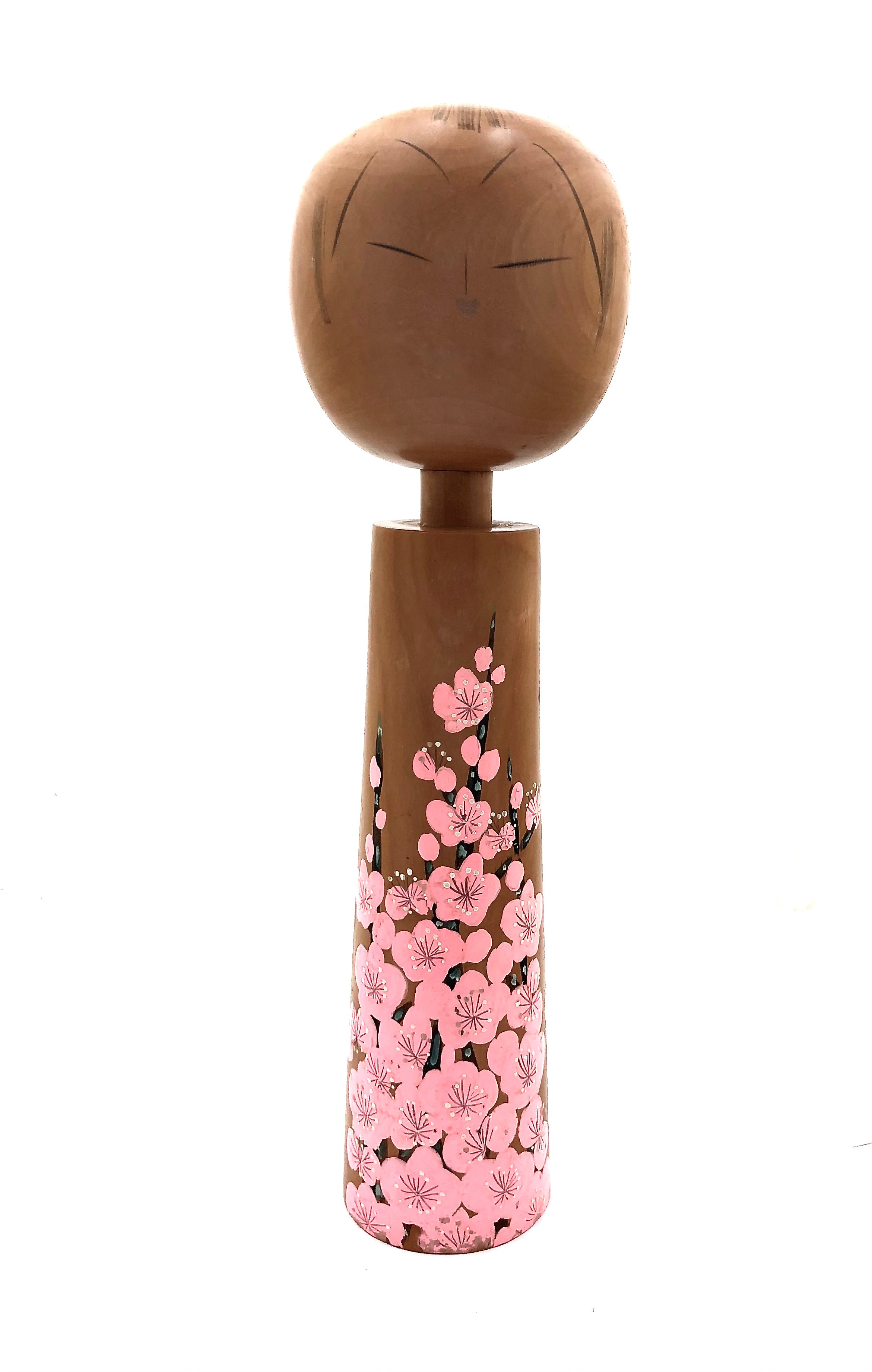 Vintage Japanese Sosaku Kokeshi entitled: “Baien / Ume to shijo | Plum Blossom” by Takahashi, Hashime | 1918-2002