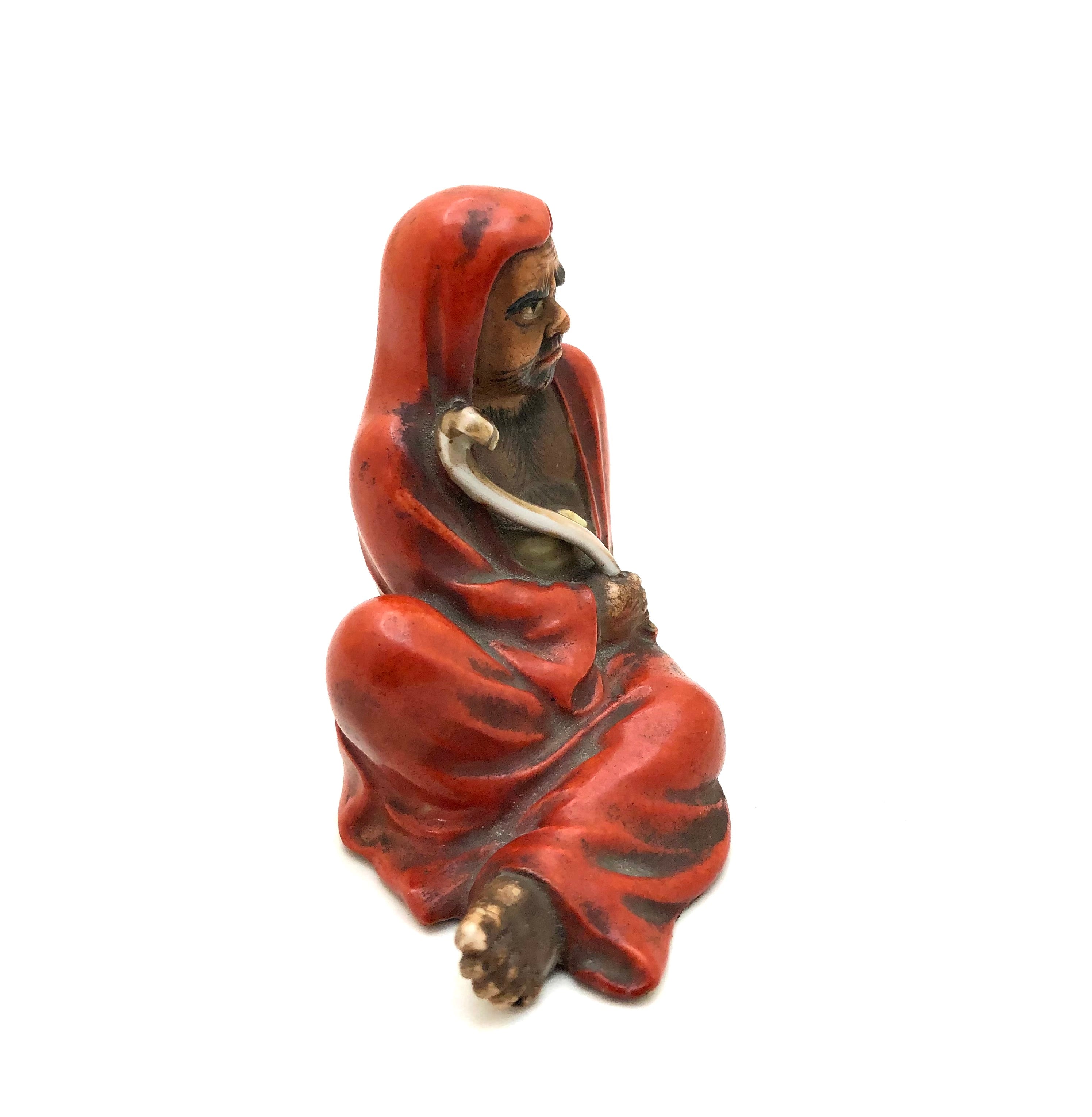 Japanese Kutani Yaki Figure of Reclining Daruma | Rare Quality Kutani