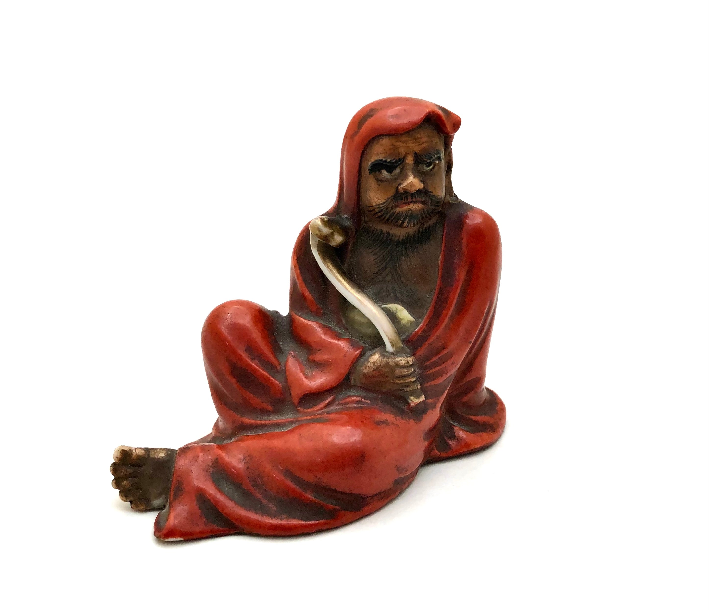 Old Japanese Sumida Gawa Figure of Reclining Daruma