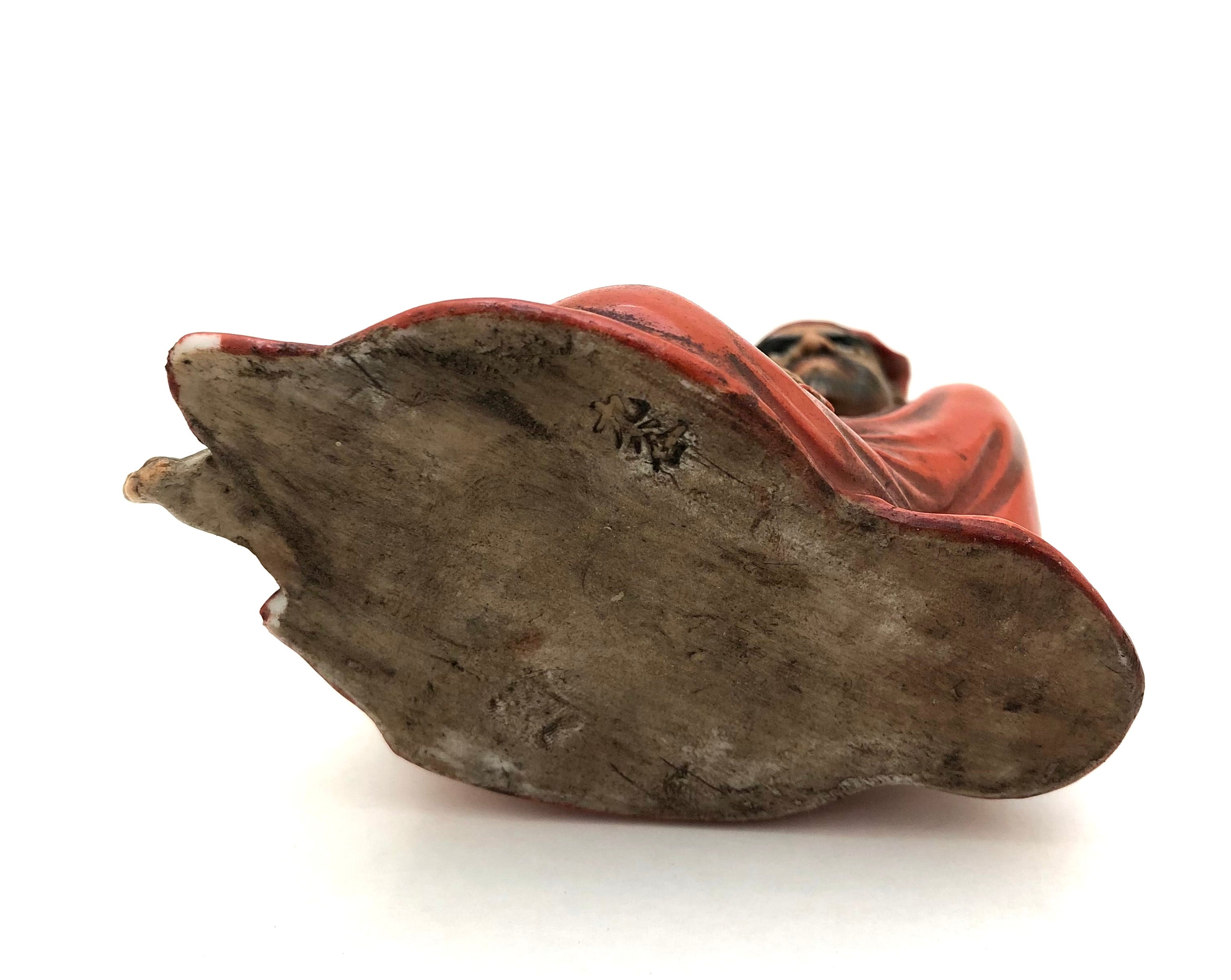 Japanese Kutani Yaki Figure of Reclining Daruma | Rare Quality Kutani