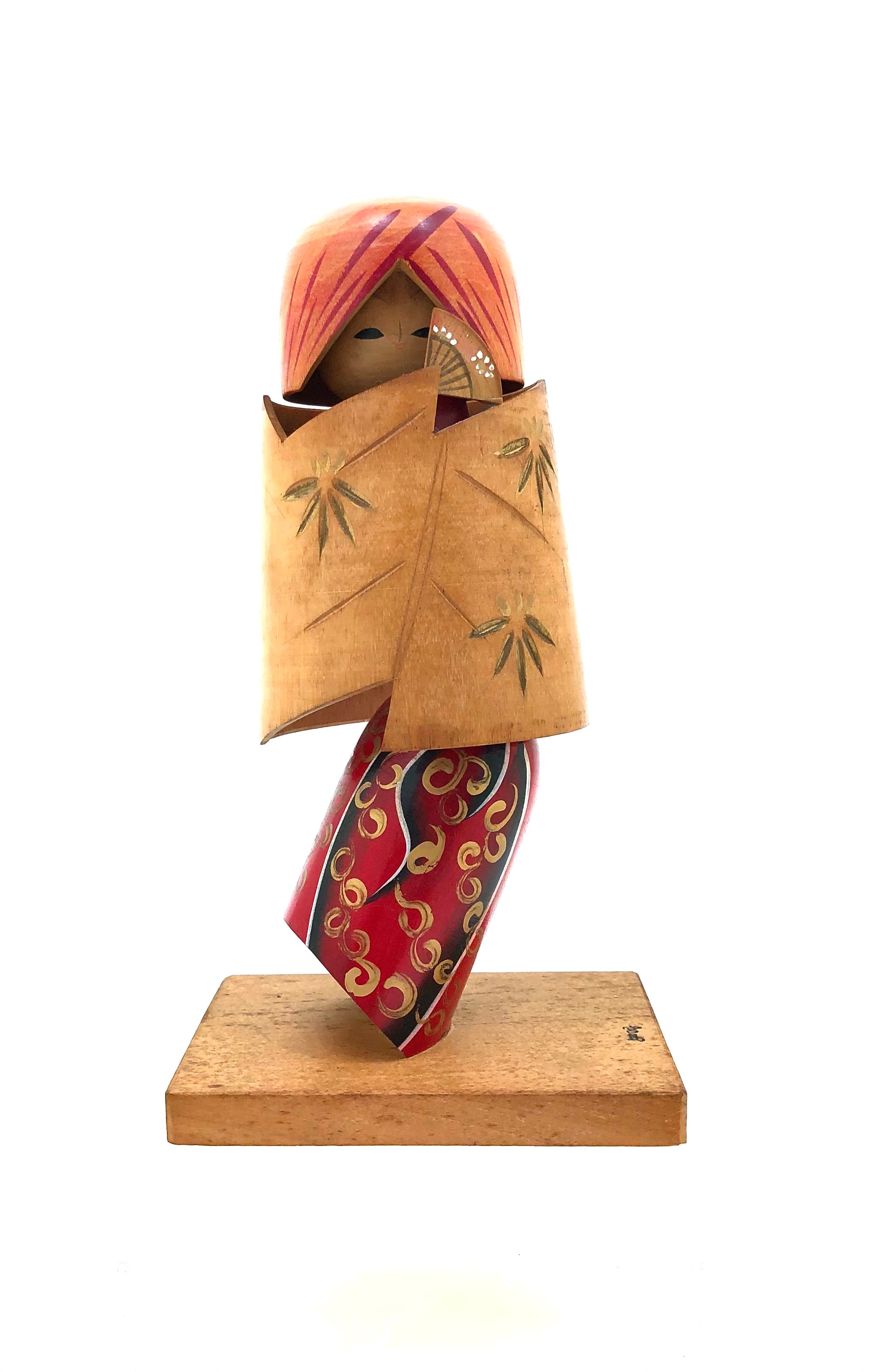 Vintage, Rare Sosaku Kokeshi Entitled: Kagamijishi | Japanese Kabuki - Renjishi Lion Dancer Kokeshi by Miyashita, Hajime