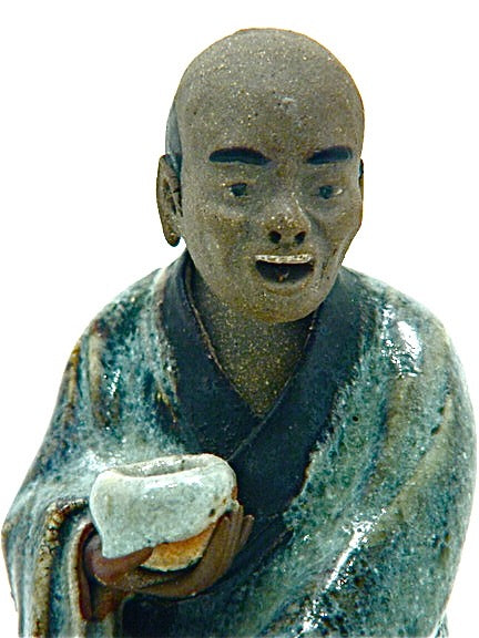 Antique Chinese Republic Shiwan (Shekwan) Pottery | Luohan with Teabowl