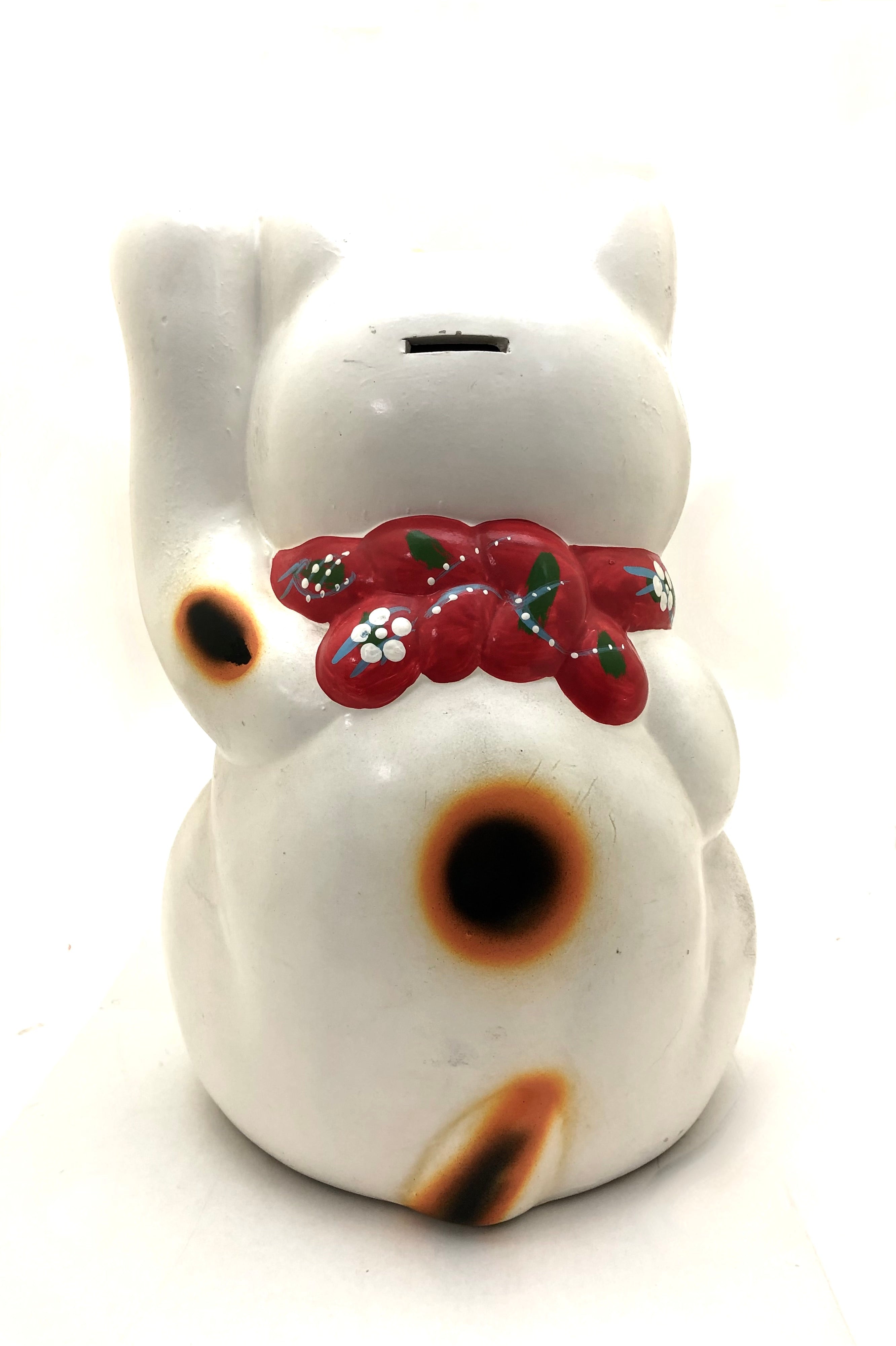 Vintage Japanese “Rare” White Maneki Neko Lucky Cat Bank
