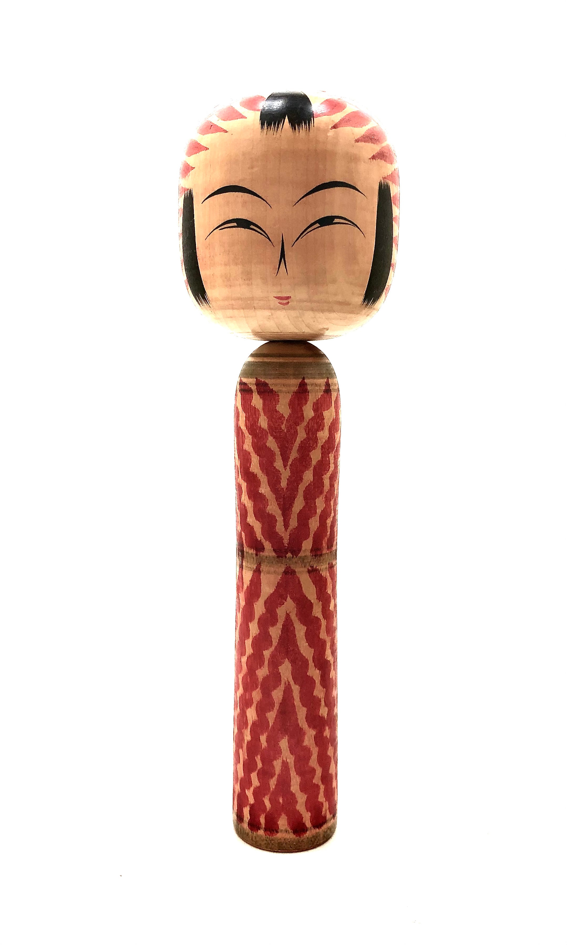 Vintage, RARE Traditional Tougatta Mokumegane Style Kokeshi by Sato, Kazuo