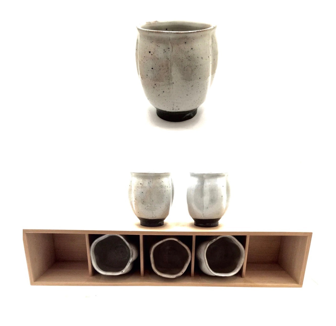 Vintage Japanese Lobed Tea Cup Set by Nakazato Tarouemon XIV