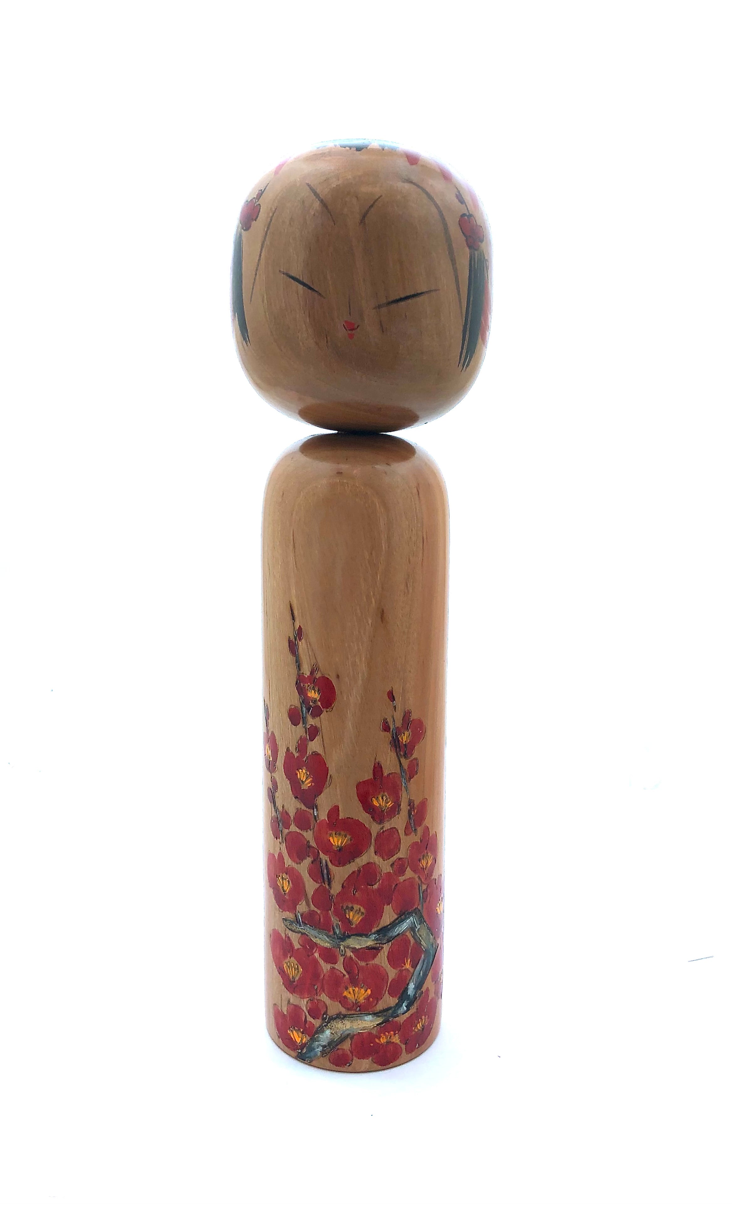 Vintage Japanese Sosaku Kokeshi entitled: “Ume to shijo | Plum Blossom”  by Takahashi, Hashime | 1918-2002