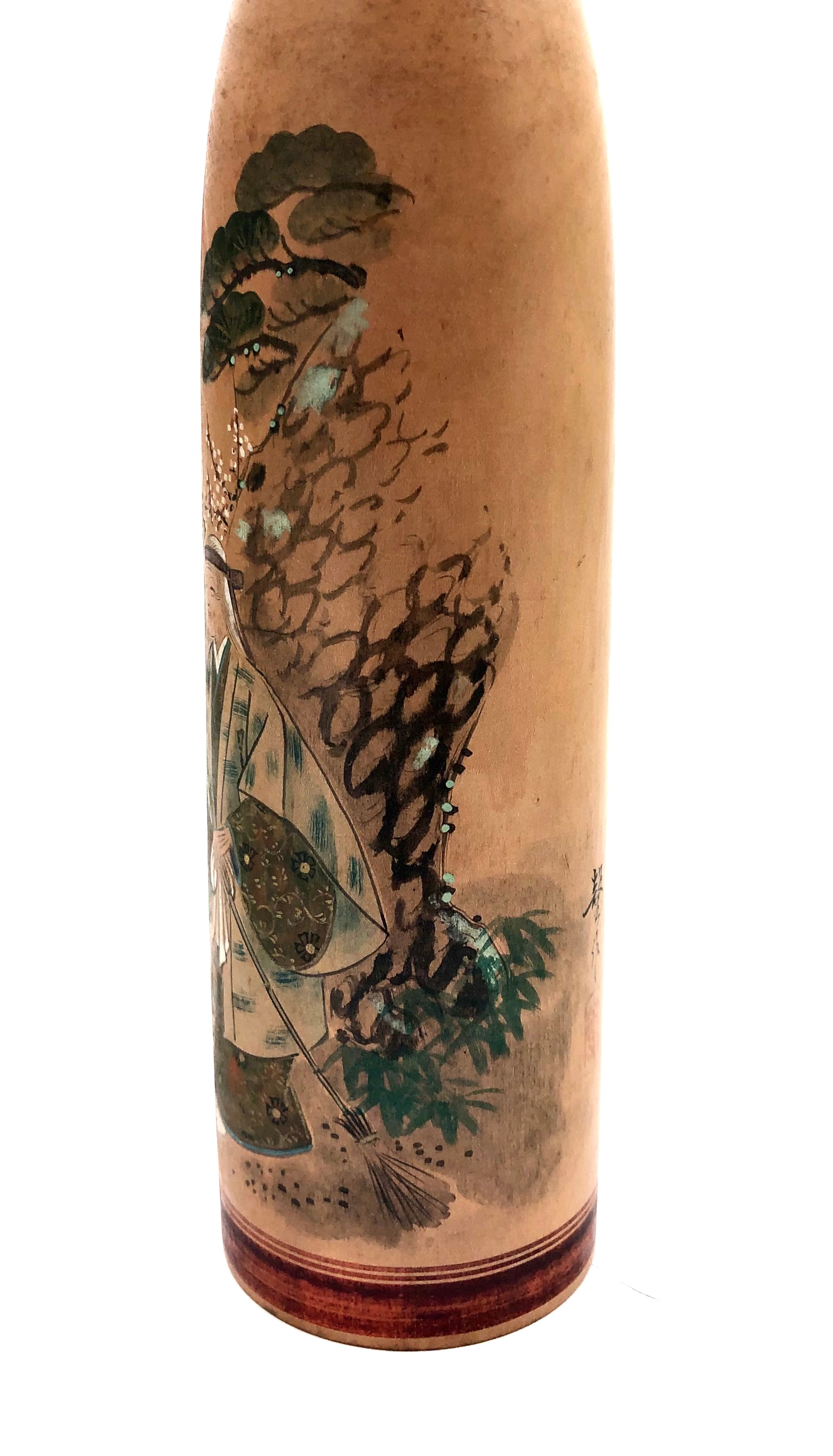 Vintage Japanese Hand-painted Takasago Kokeshi Inspired by Kanze Motokiyo and Signed by Kei