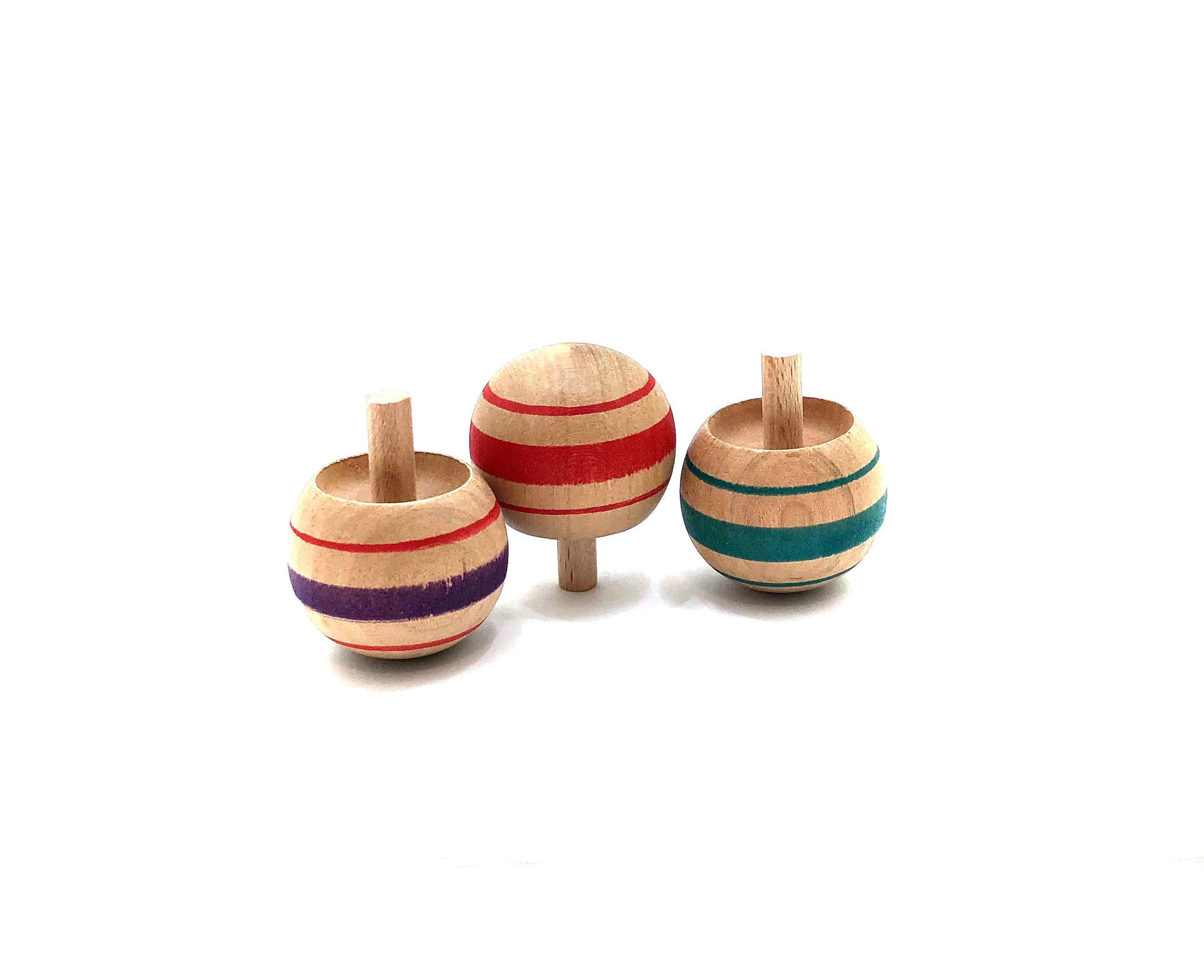 Vintage Japanese Set of Three Upside Down Sakadachi Koma | Wood Hand Spun Twirlers