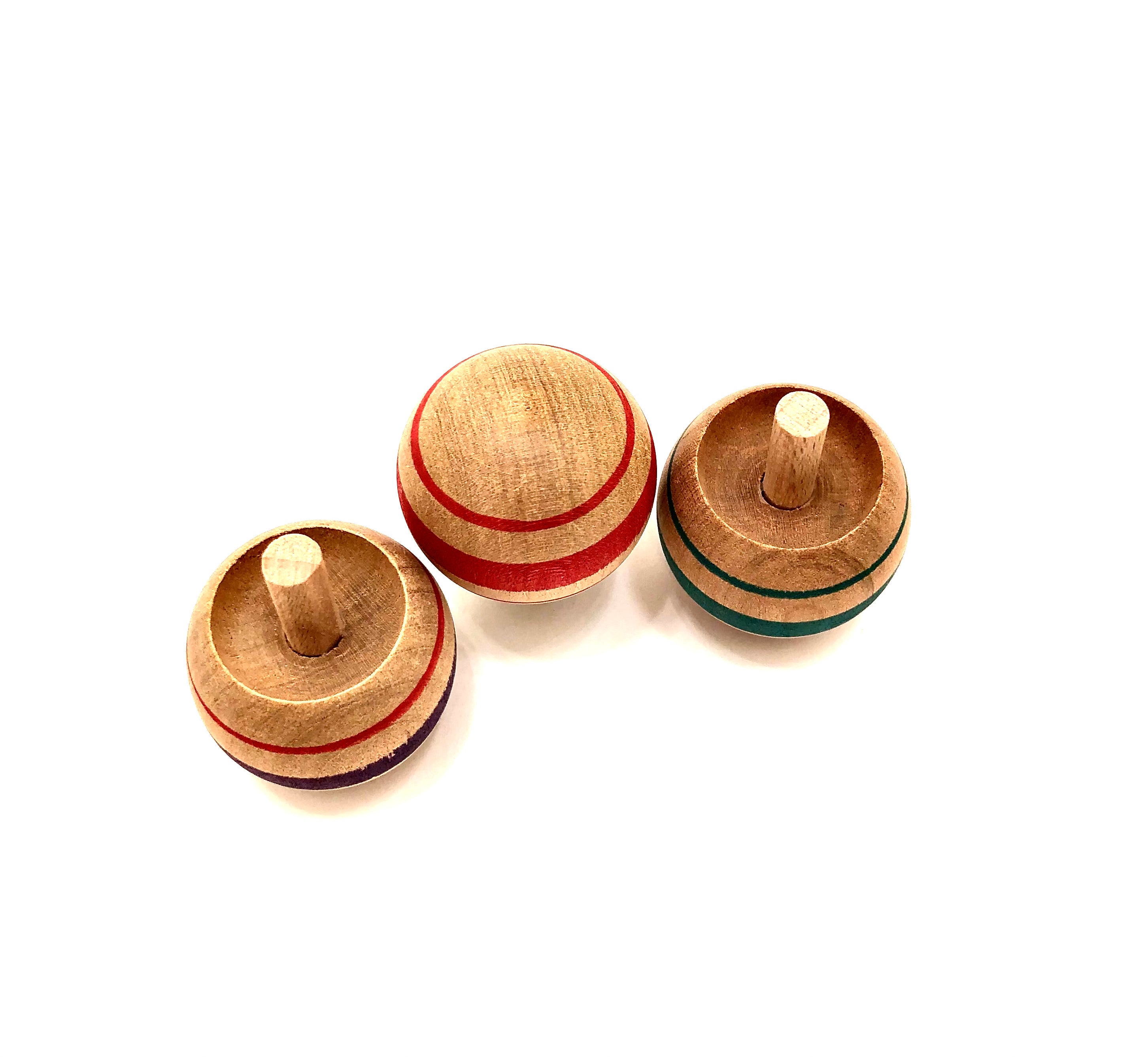 Vintage Japanese Set of Three Upside Down Sakadachi Koma | Wood Hand Spun Twirlers