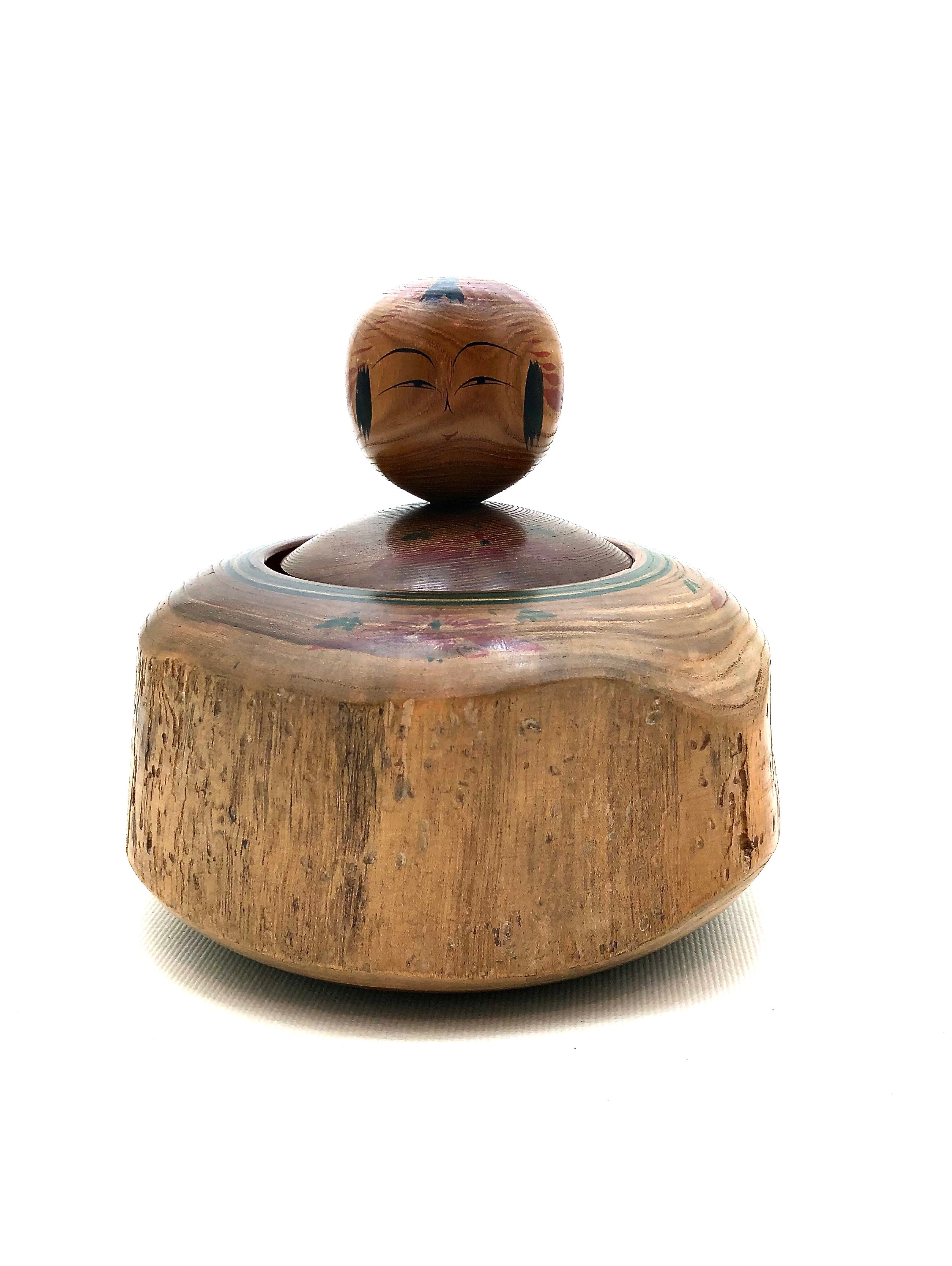 Vintage Japanese Traditional Tougatta Ejiko Kokeshi, Entitled: Koma Kodoma by Sato, Masahiro