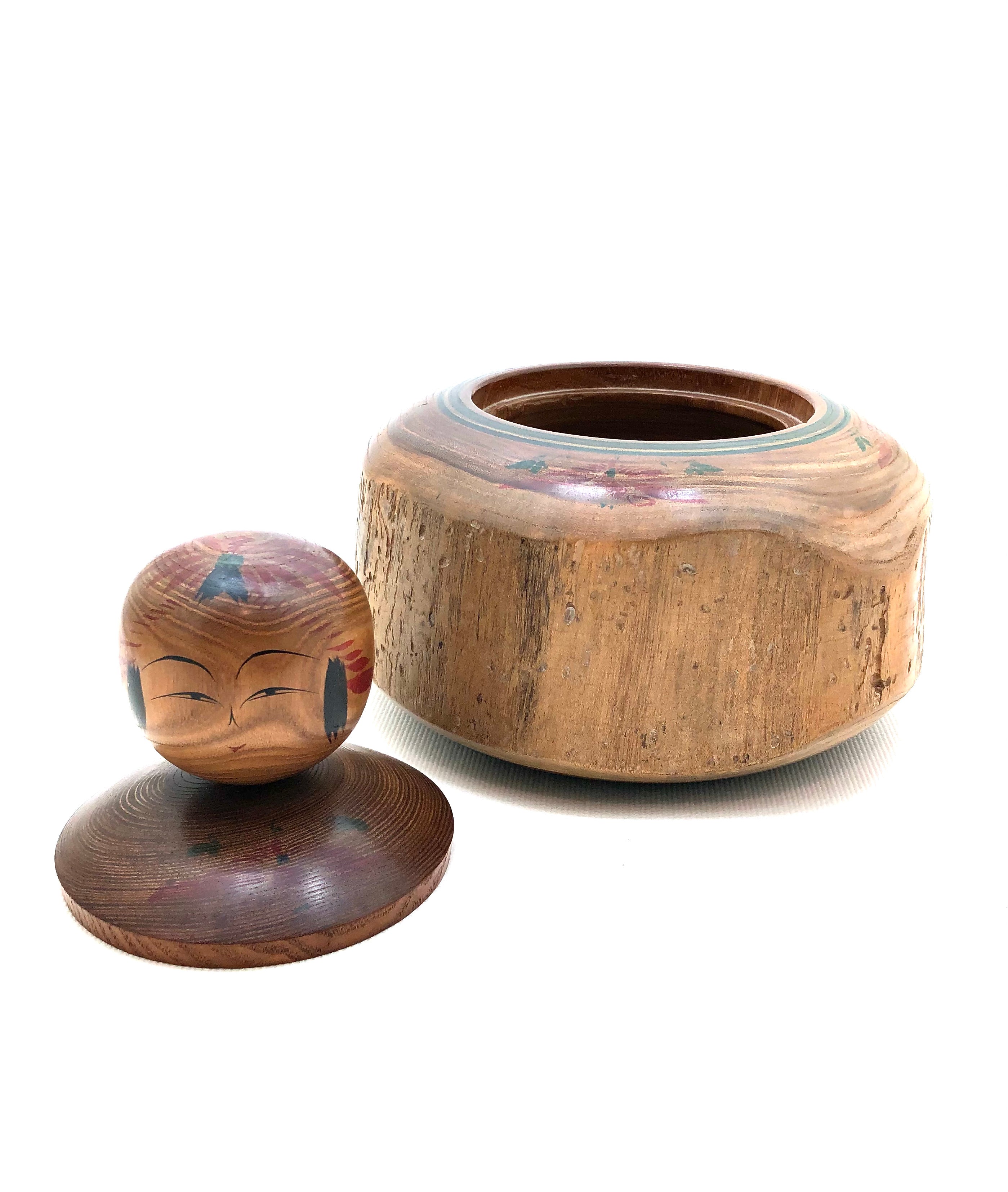 Vintage Japanese Traditional Tougatta Ejiko Kokeshi, Entitled: Koma Kodoma by Sato, Masahiro