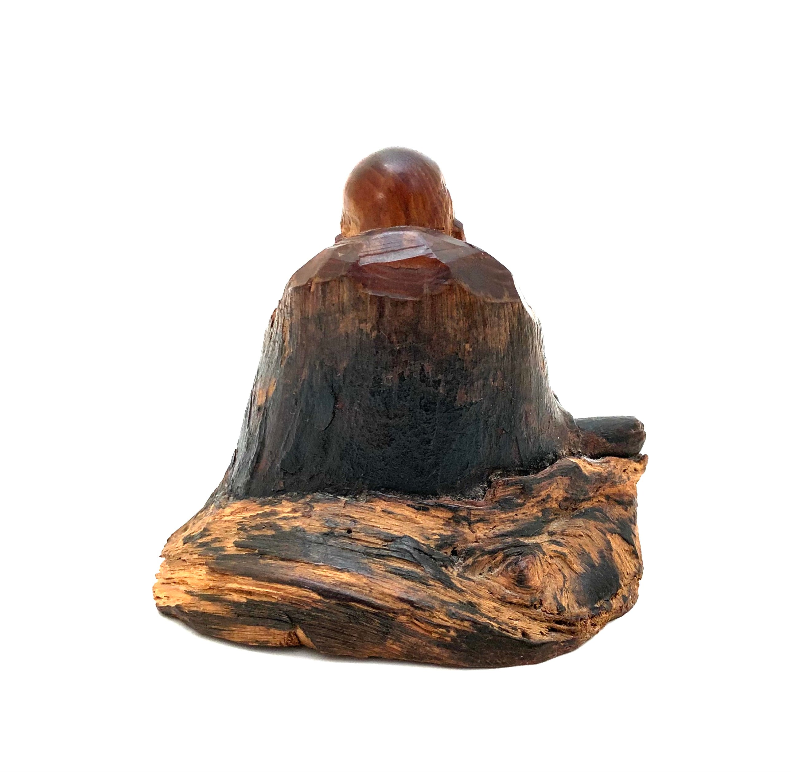 Vintage Japanese Nata-bori Carving of Seated Bodhidharma (Daruma)