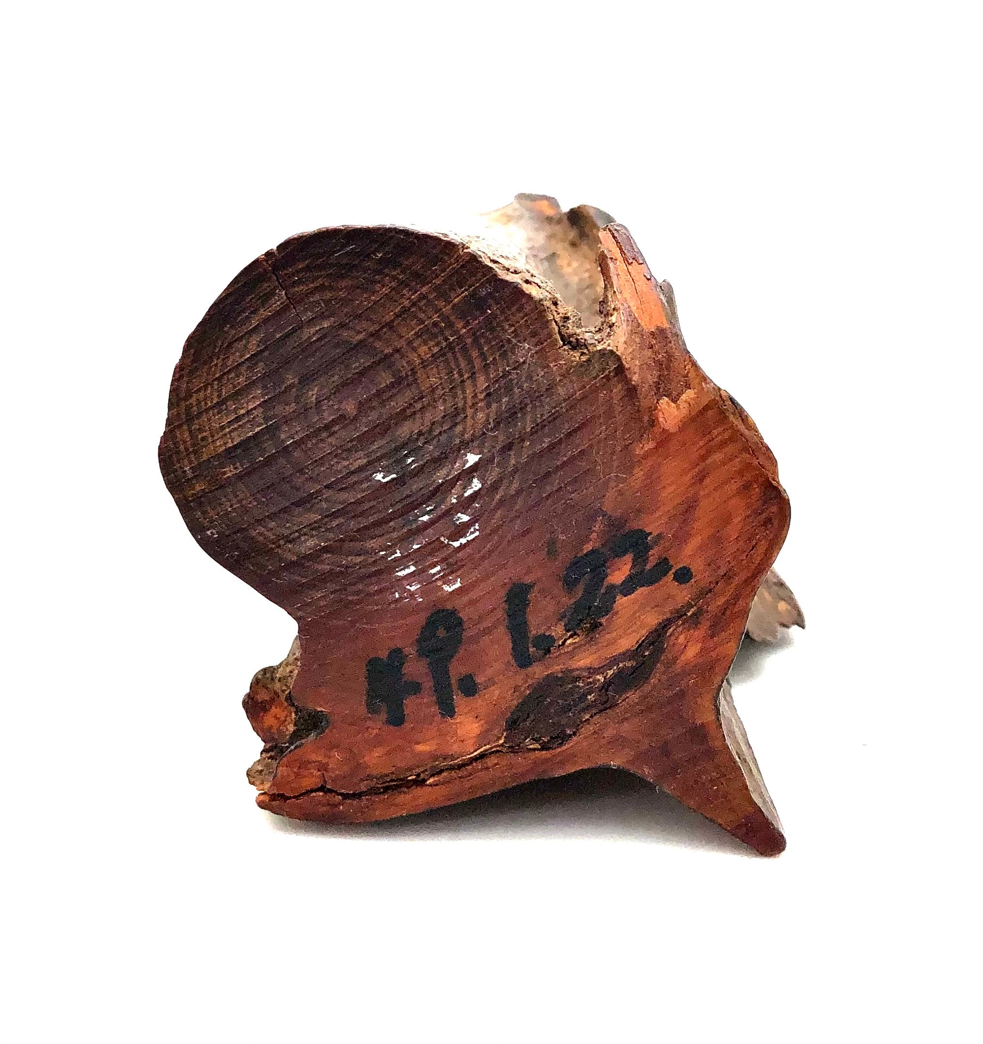 Vintage Japanese Nata-bori Carving of Seated Bodhidharma (Daruma)