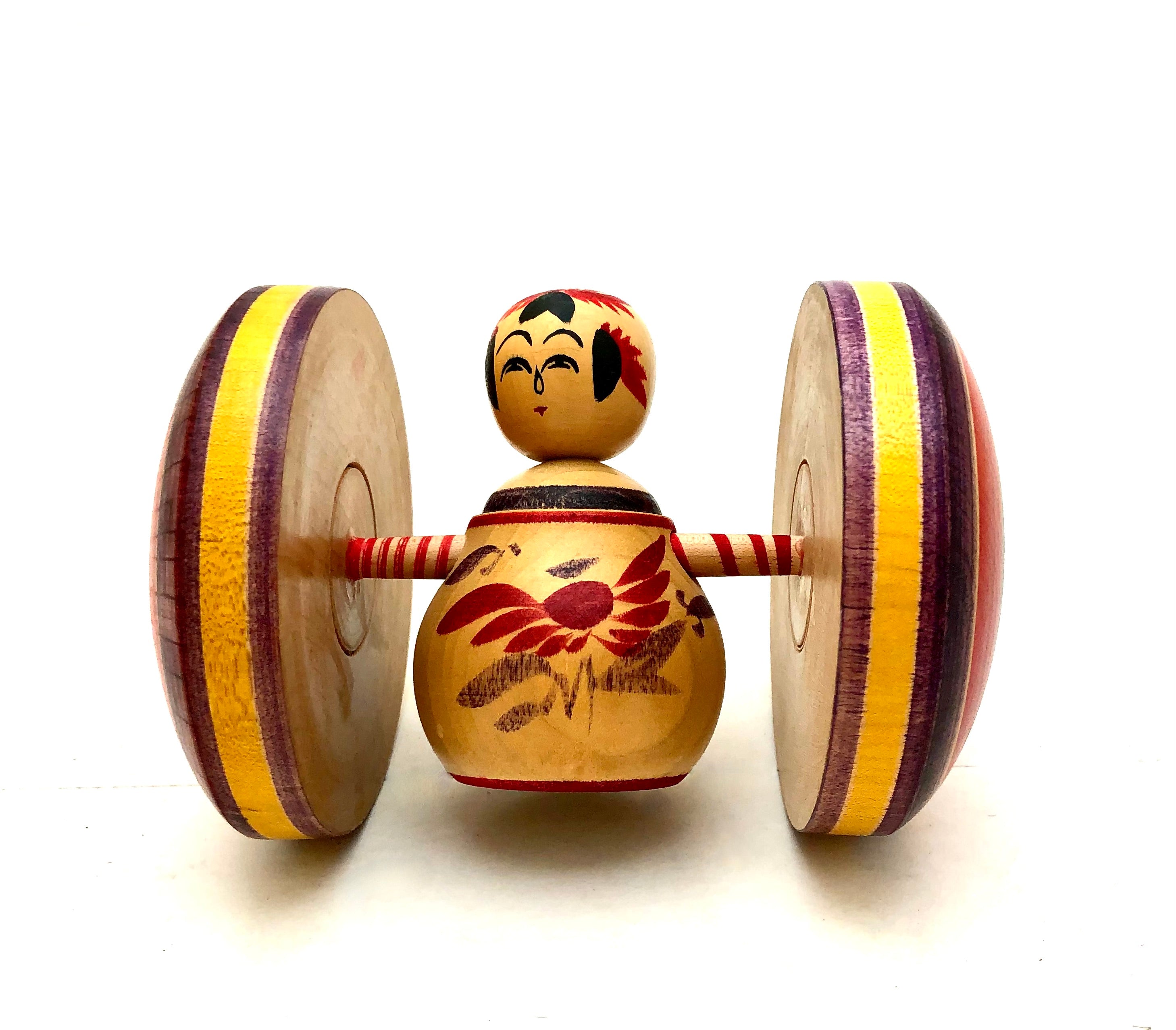 Vintage Japanese Sakunami Wooden Fukuguruma (Fortune Car) Toy | Rare Sakunami Family Kiji Omocha