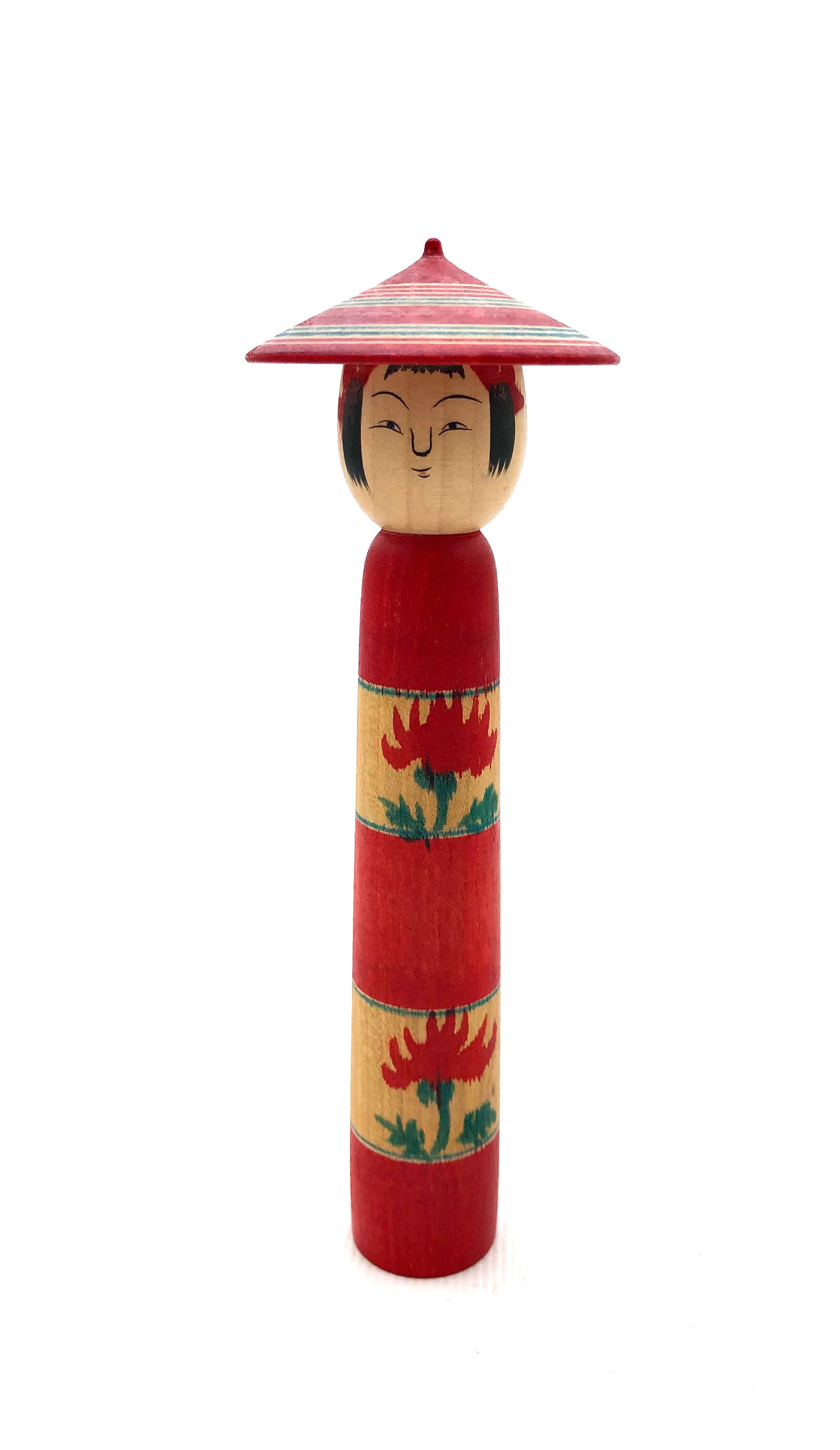 Vintage Traditional Tsuchiyu Sugegasa Kokeshi by Watanabe, Sadao