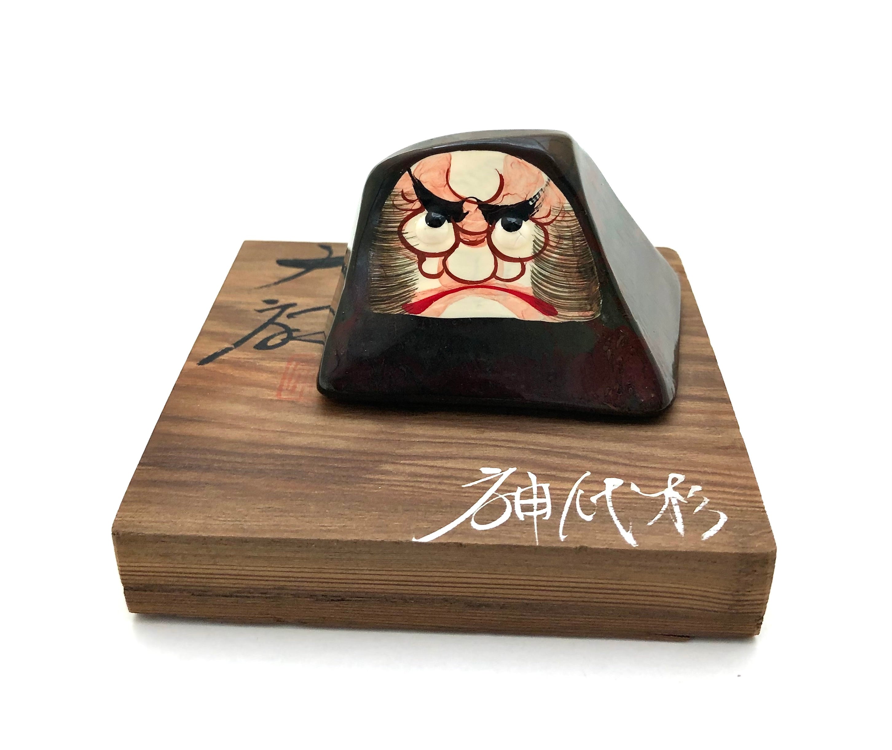 Wakasa Urushi Carved Lacquered Daruma / Fukui Japan