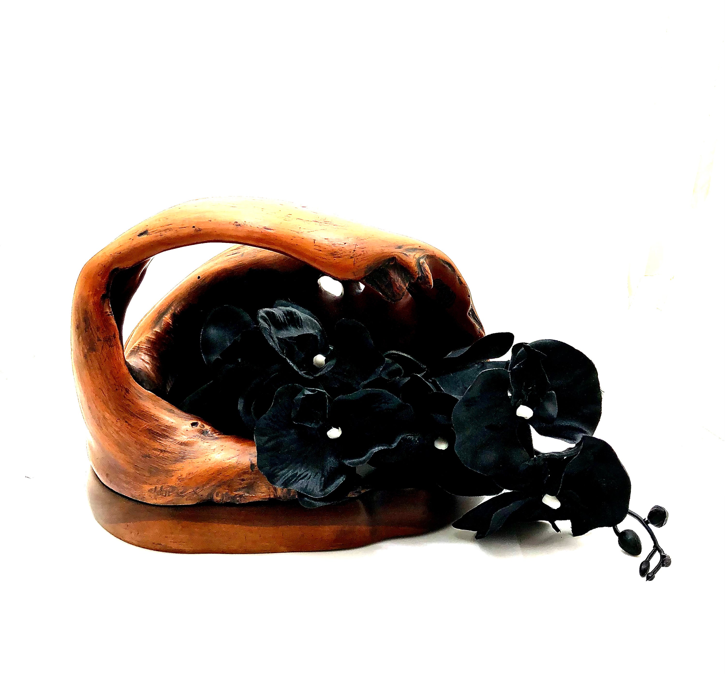 Antique Japanese Natural Organic Wood Burl Ikebana Container | Incense Koro