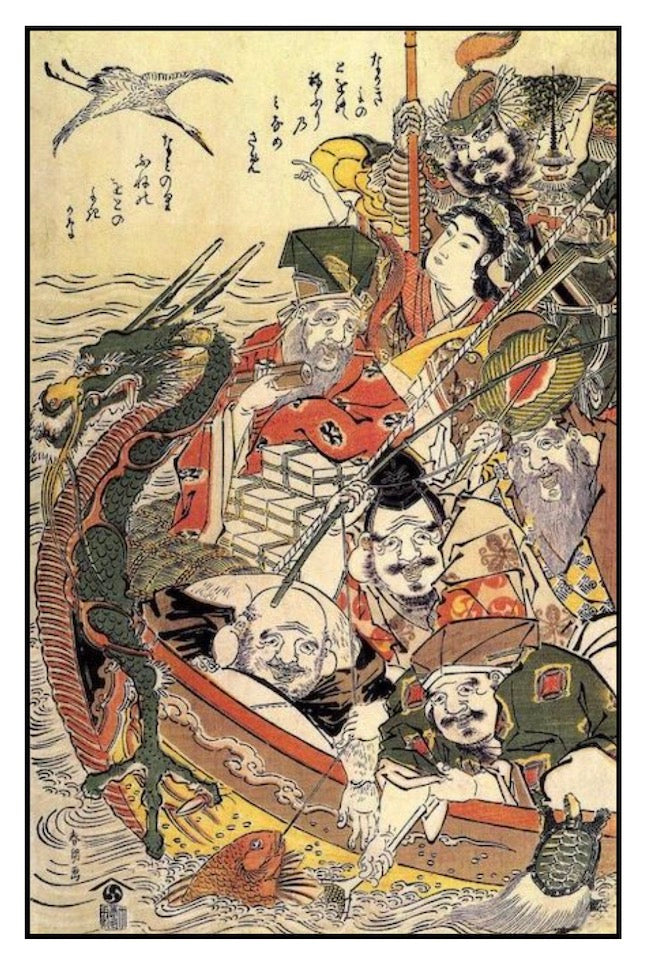 Seven Lucky Gods ‘Shichifukujin’ on their New Years Treasure Ship