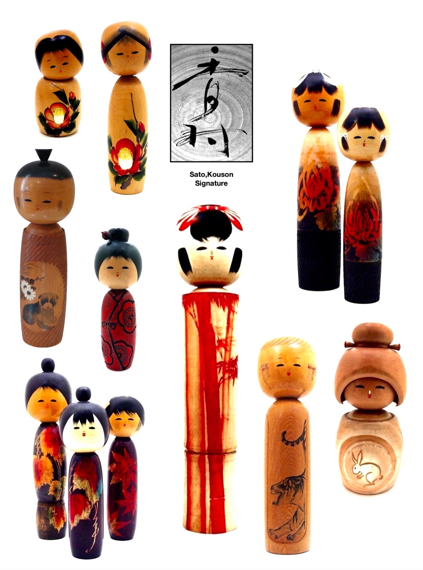 Kouson Sato Komura Kokeshi Dolls