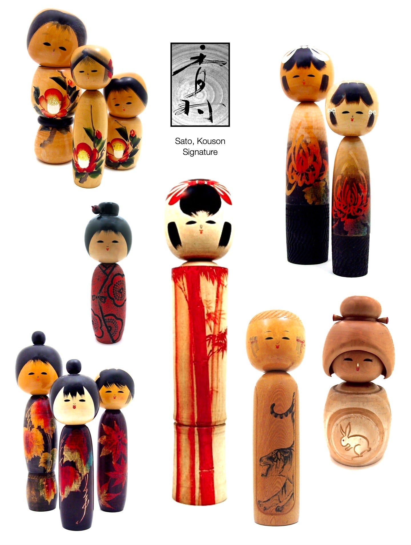 Kouson Sato Komura Kokeshi Dolls