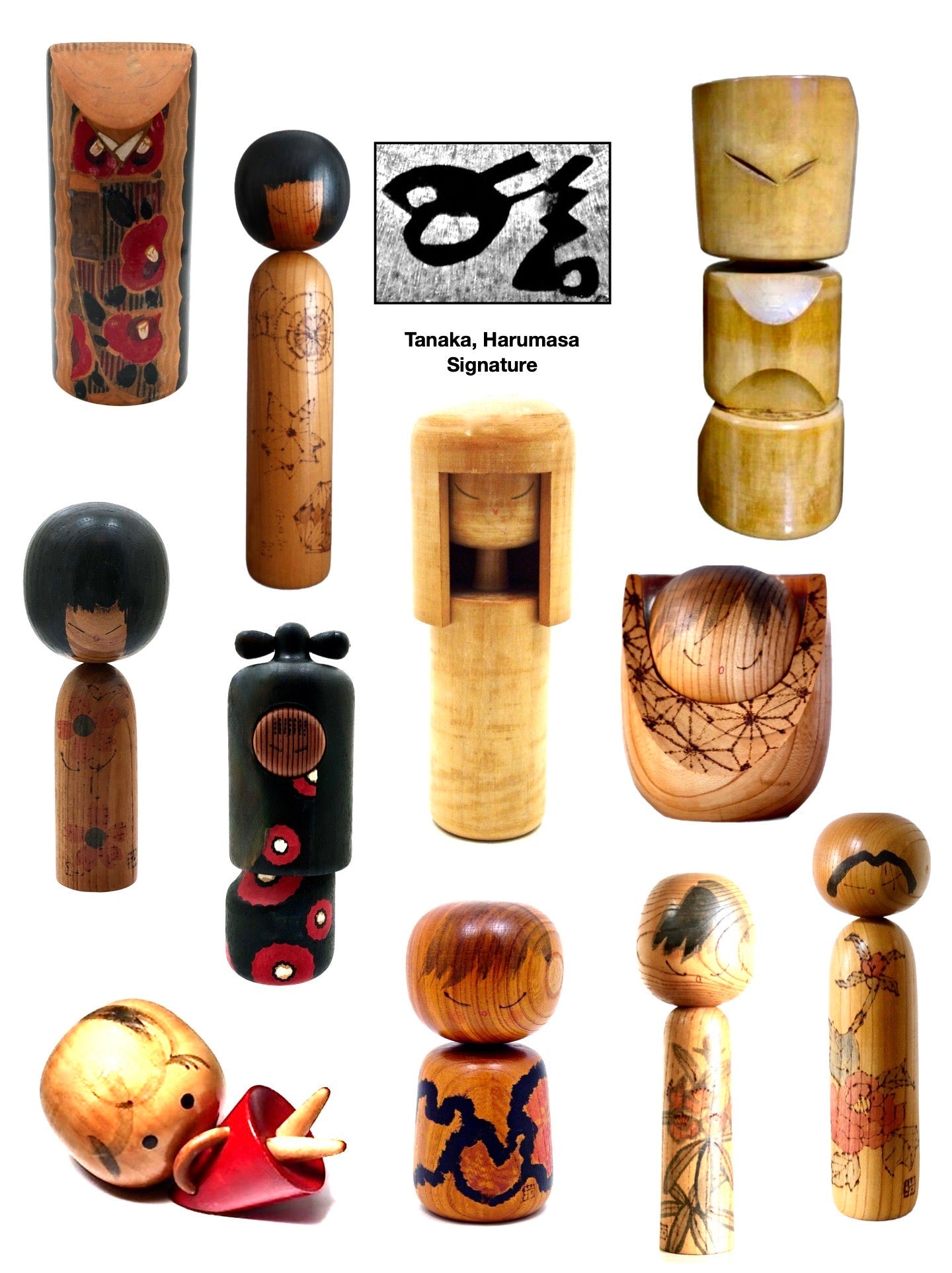 Vintage Sosaku Kokeshi artist Harumasa Tanaka Dolls