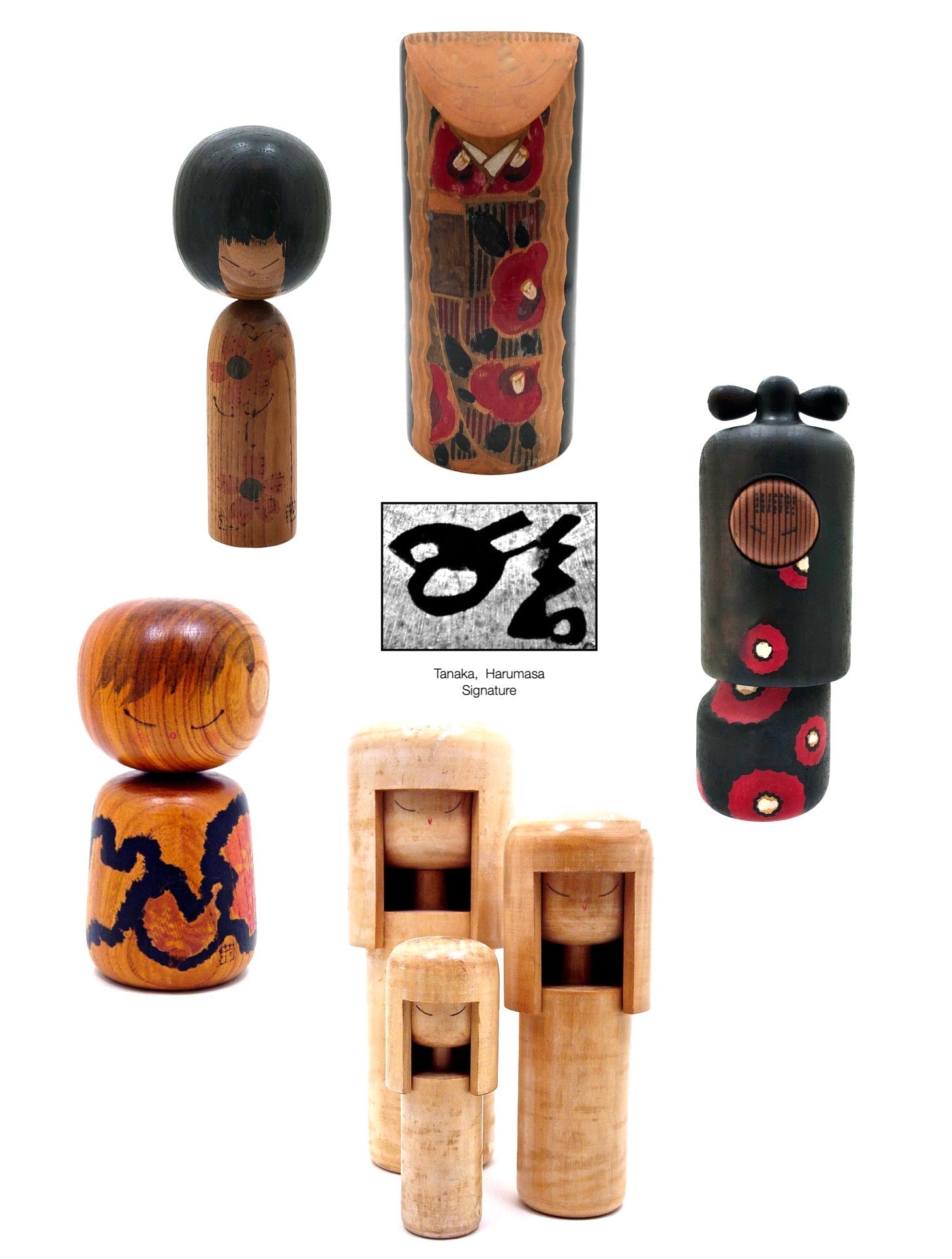 Vintage Sosaku Kokeshi artist Harumasa Tanaka Dolls