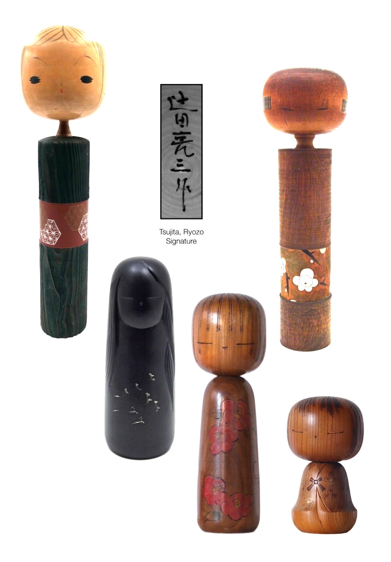 Tsujita ryozo Vintage sosaku Kokeshi dolls