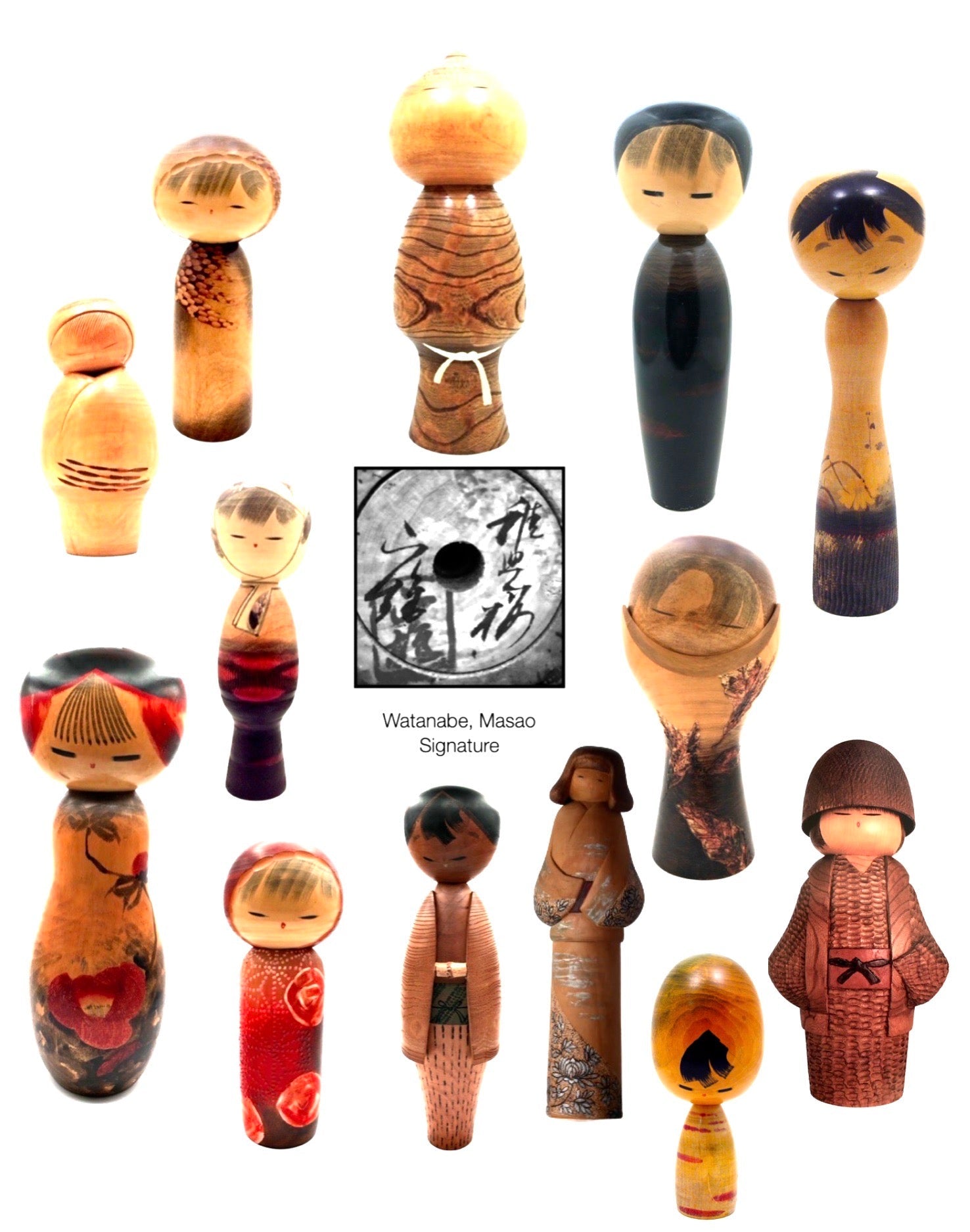 Watanabe Masao Vintake Sosaku Kokeshi Dolls