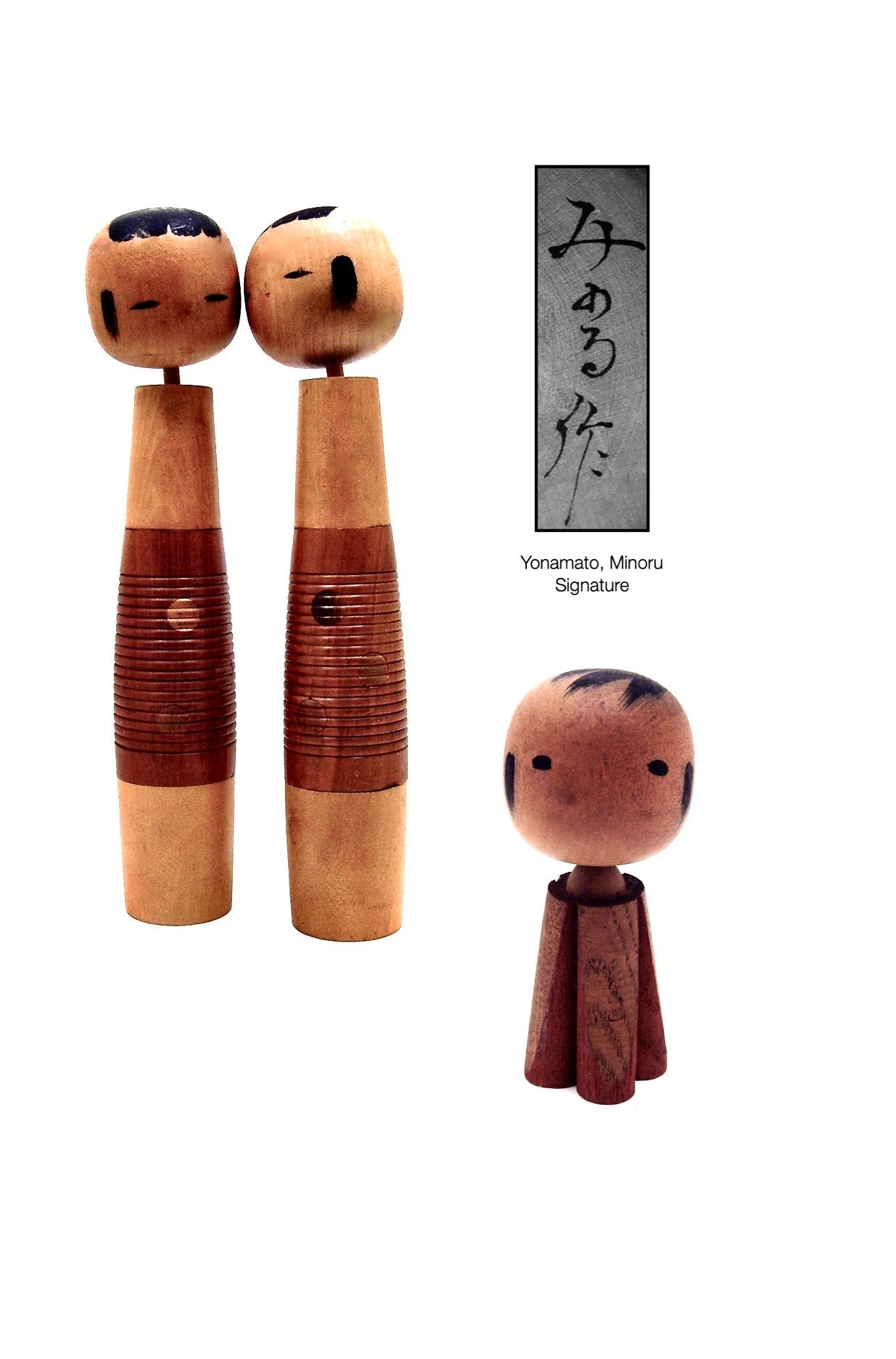 Vintage Japanese Kokeshi Dolls by Yonamoto Minoru