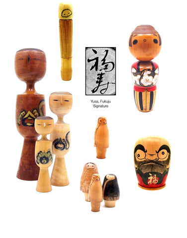 Vintage Sosaku Kokeshi Dolls by Yusa Fukuju