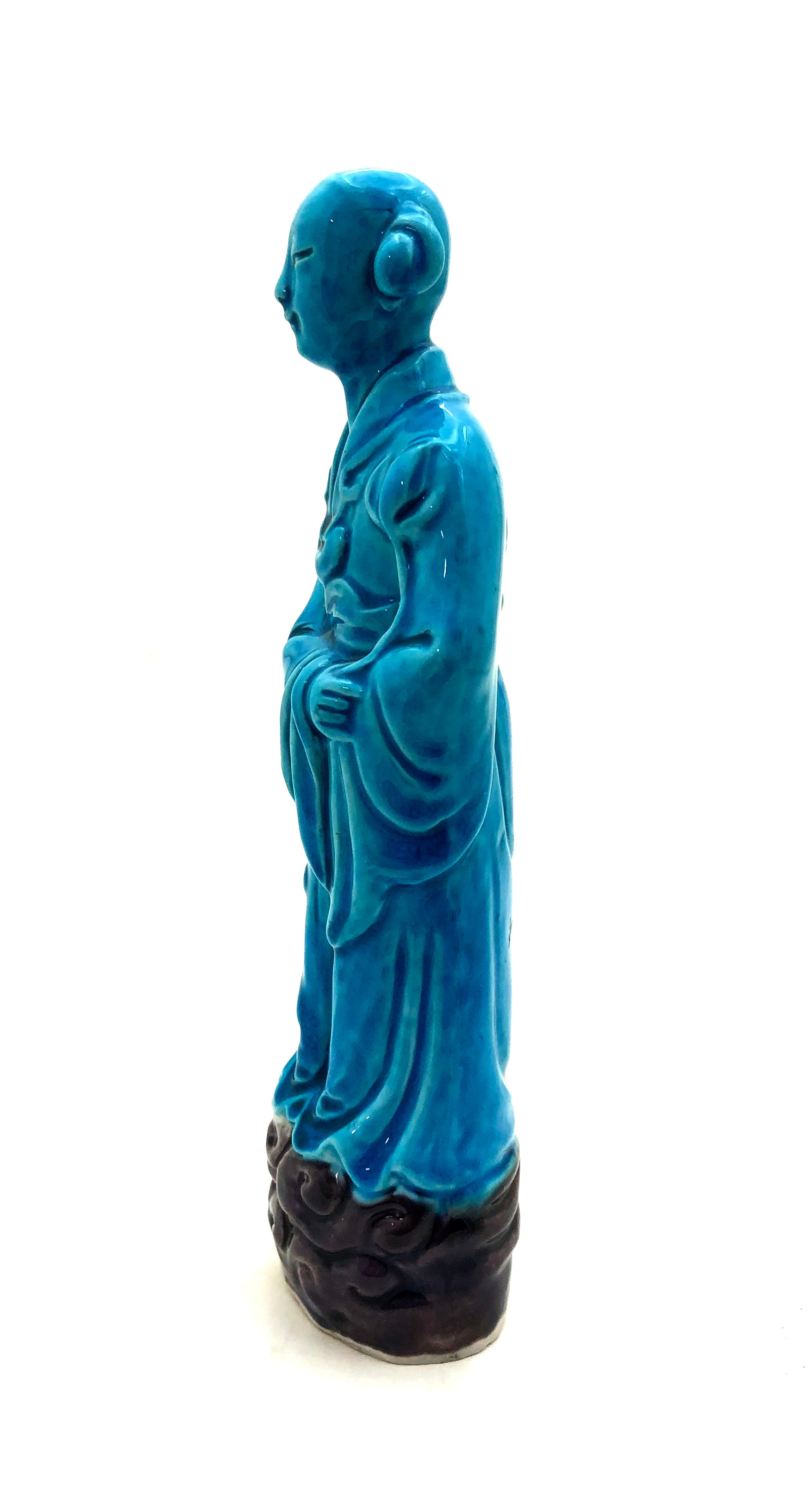 Antique 20th Century Chinese Turquoise Export-Porcelain | Glazed Female Figure