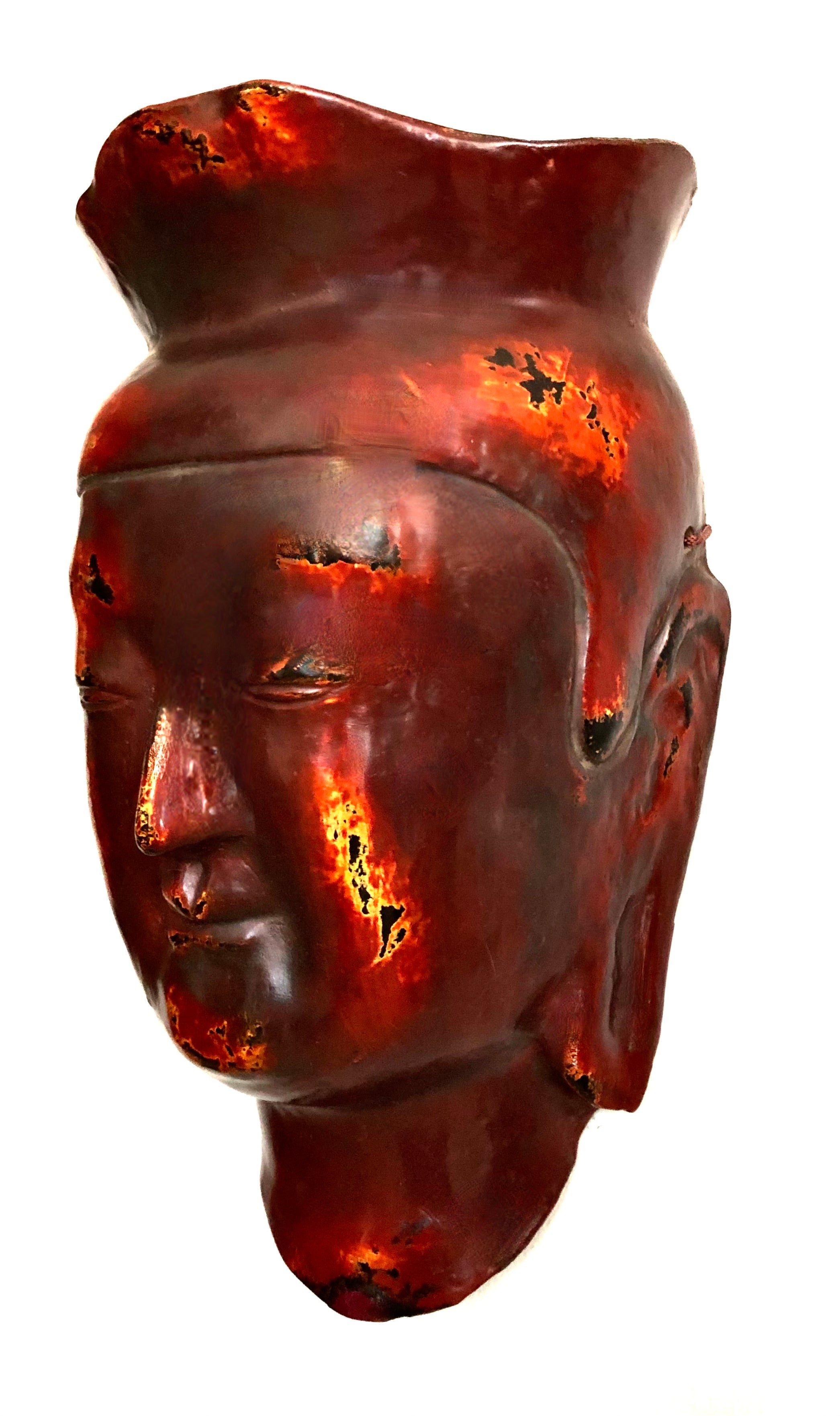 Antique Japanese  Lacquered Mask of Minoku Bosatsu | Japanese Buddhism Art