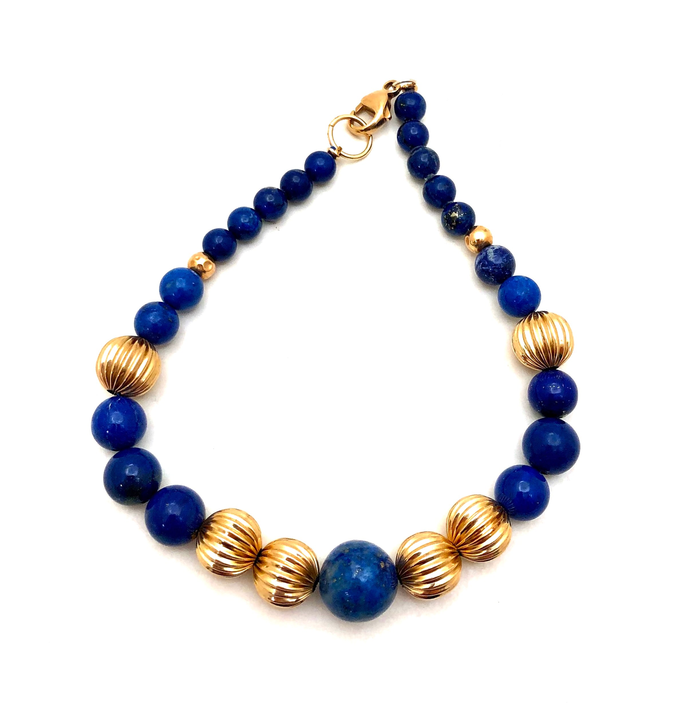 14k Gold Lapis Lazuli buying Beaded Bracelet