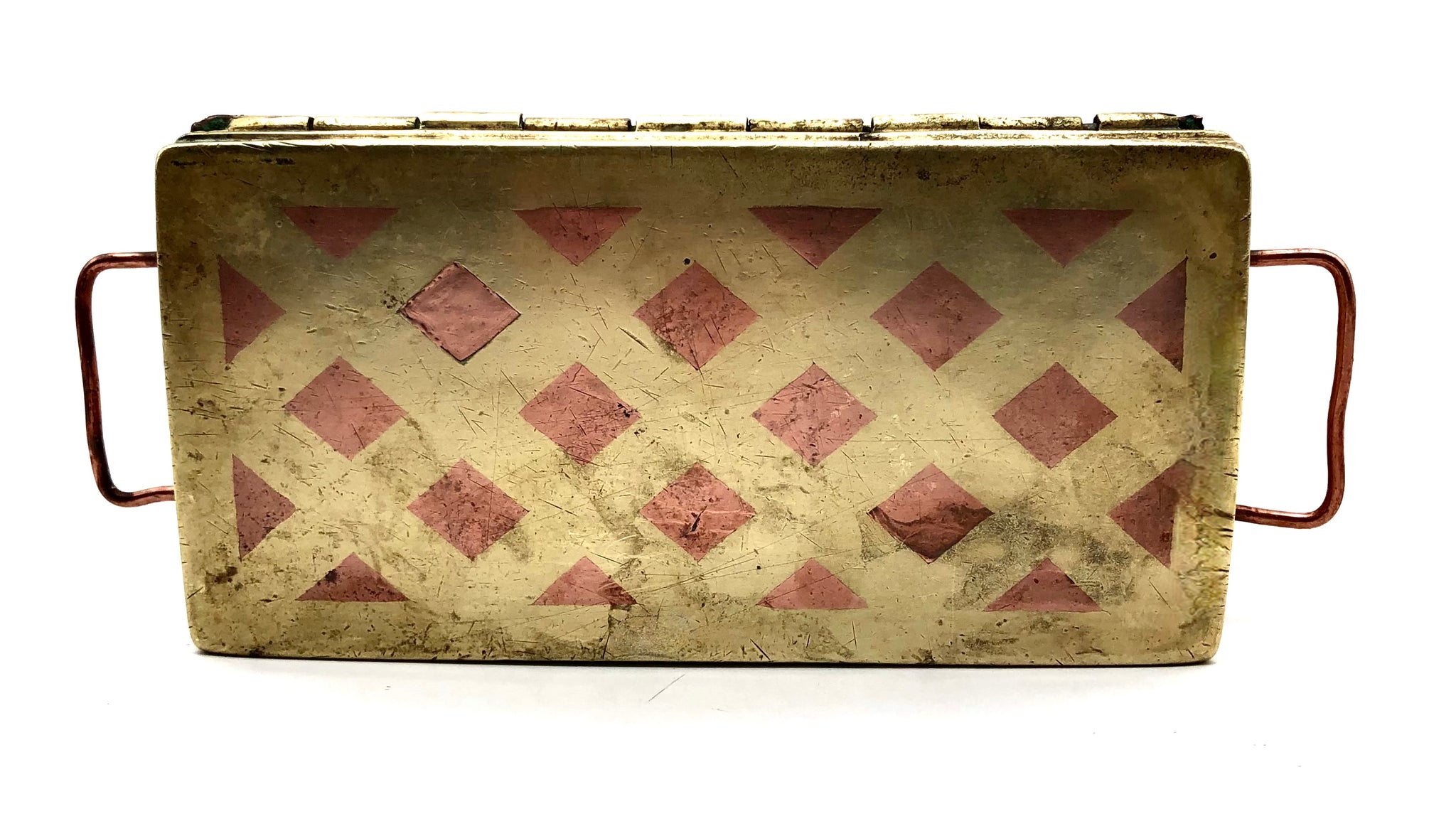 Antique Japanese Brass Mixed Metal Lidded Smoking Box | Tabako-bon, Ta