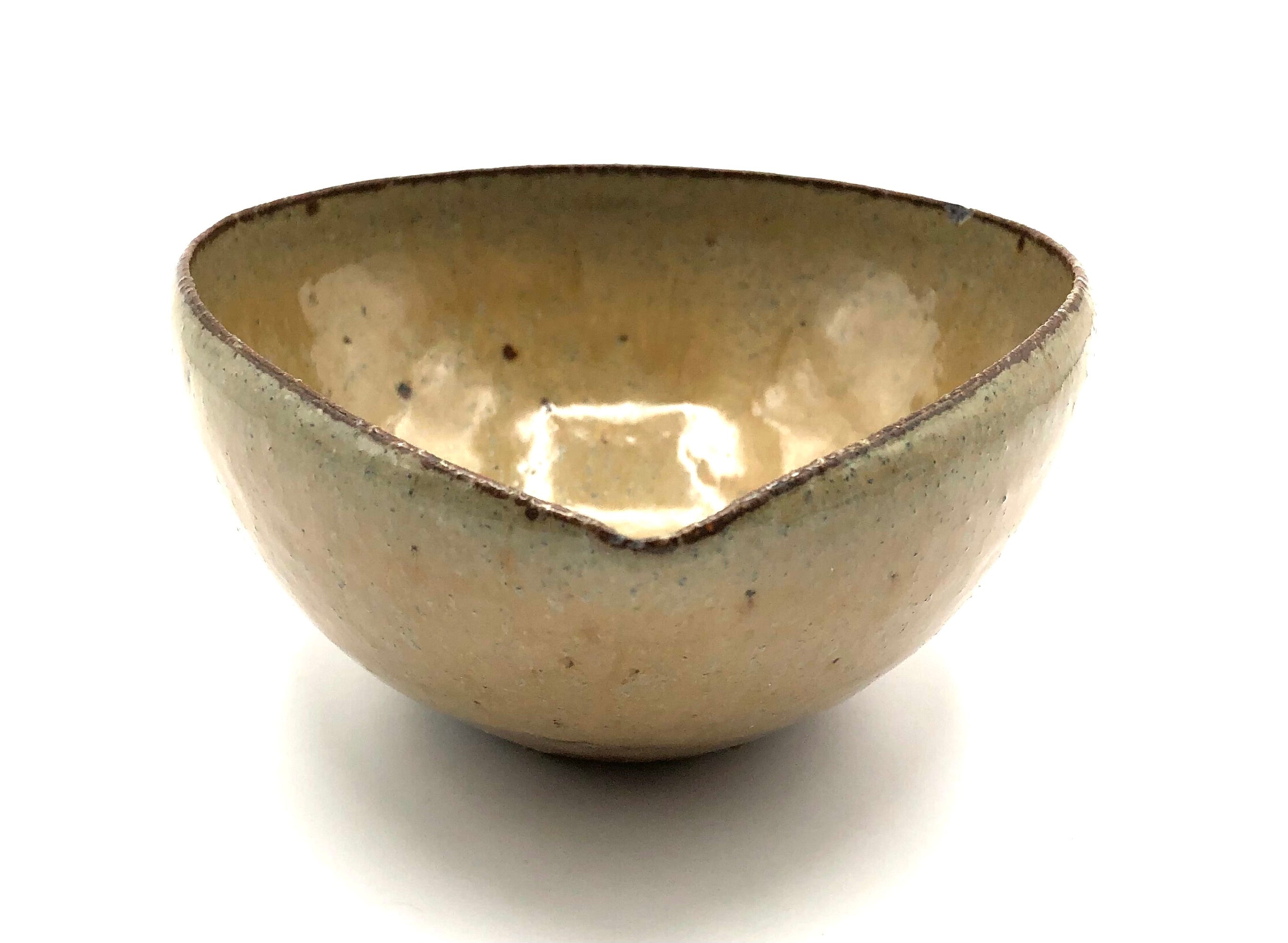 Japanese Contemporary Pottery Almond Bowl by Hanako Nakazato