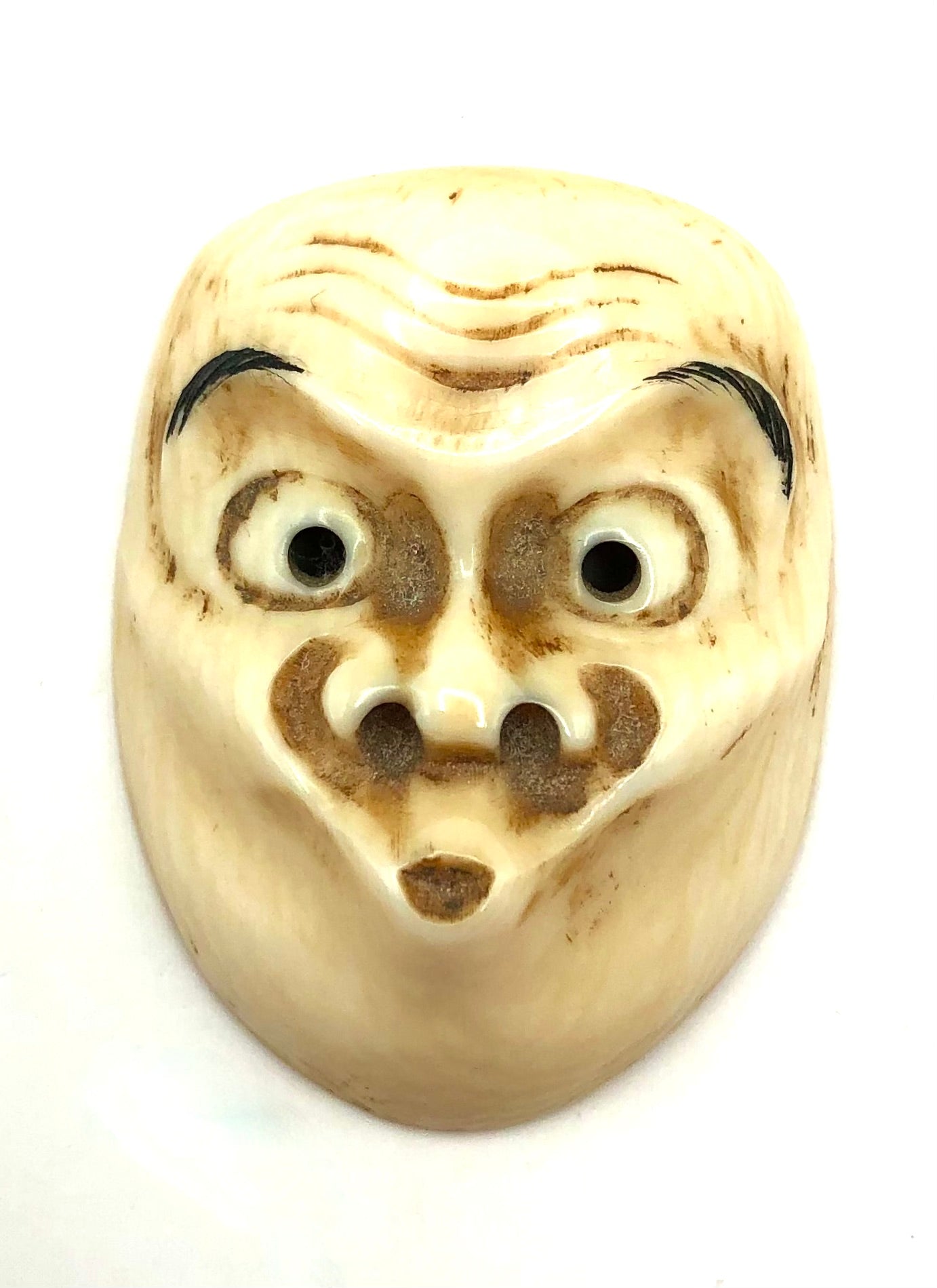 Japanese Ivory Miniature Kyogen Mask of Hyottoko