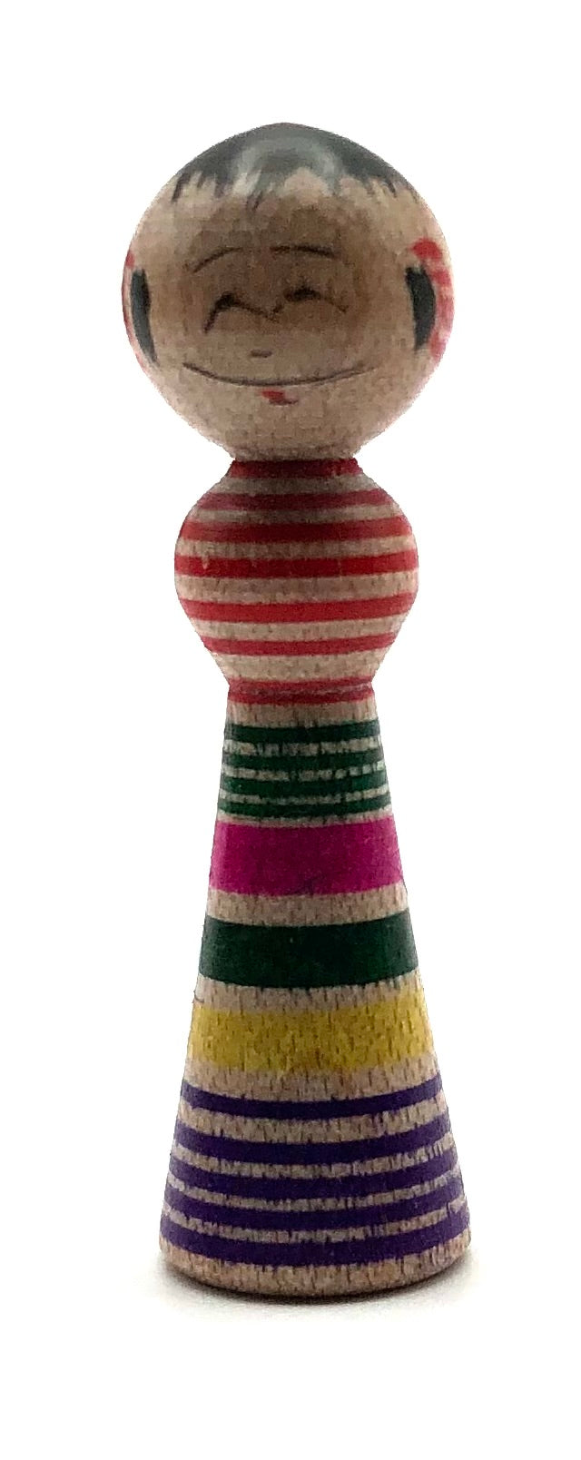 Japanese Traditional Zao Ejiko Kokeshi with Five Miniature “mame-omocha” Kokeshi by Mito, Hiroshi