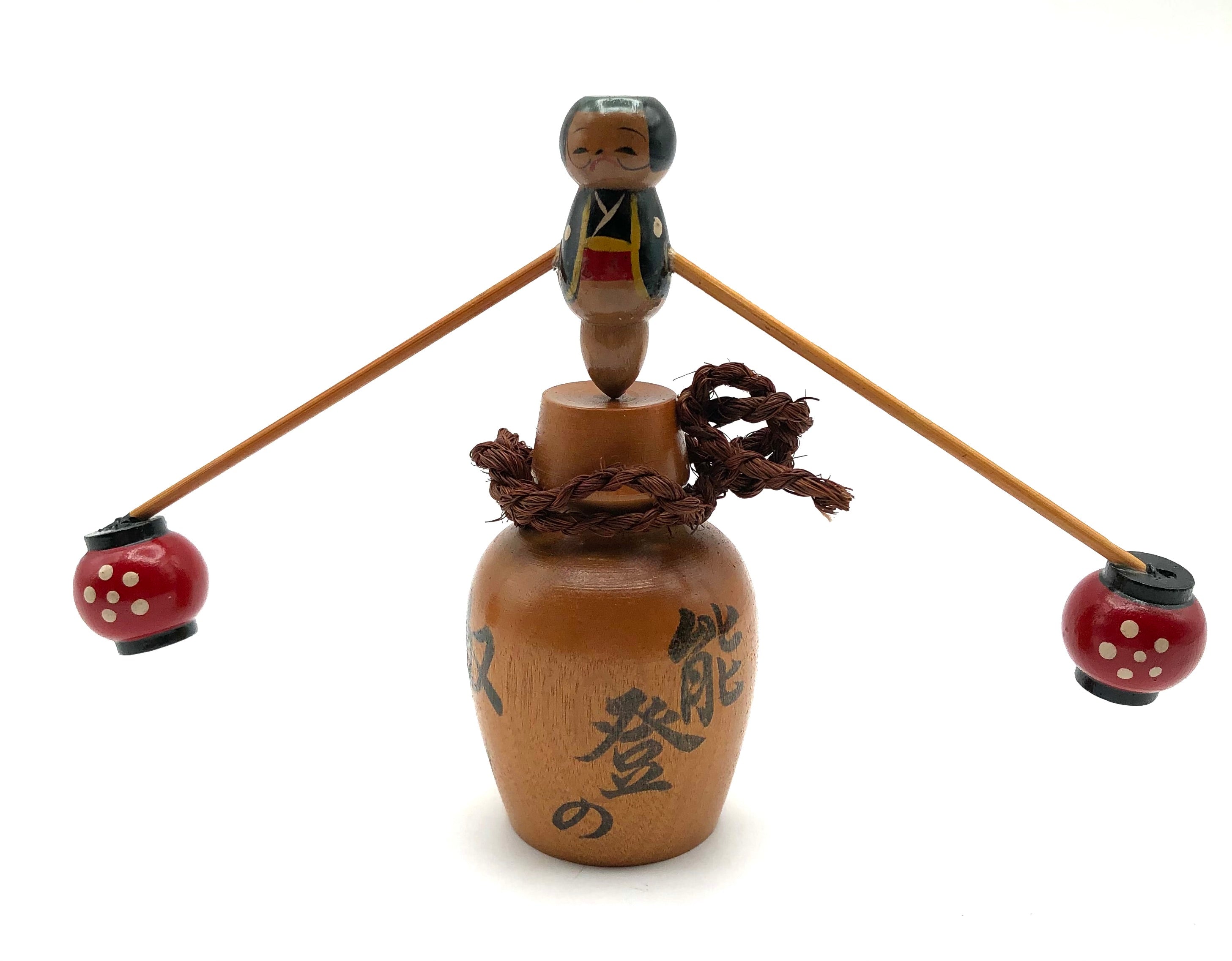 Vintage Japanese Wooden Yajirobe Balance Toy