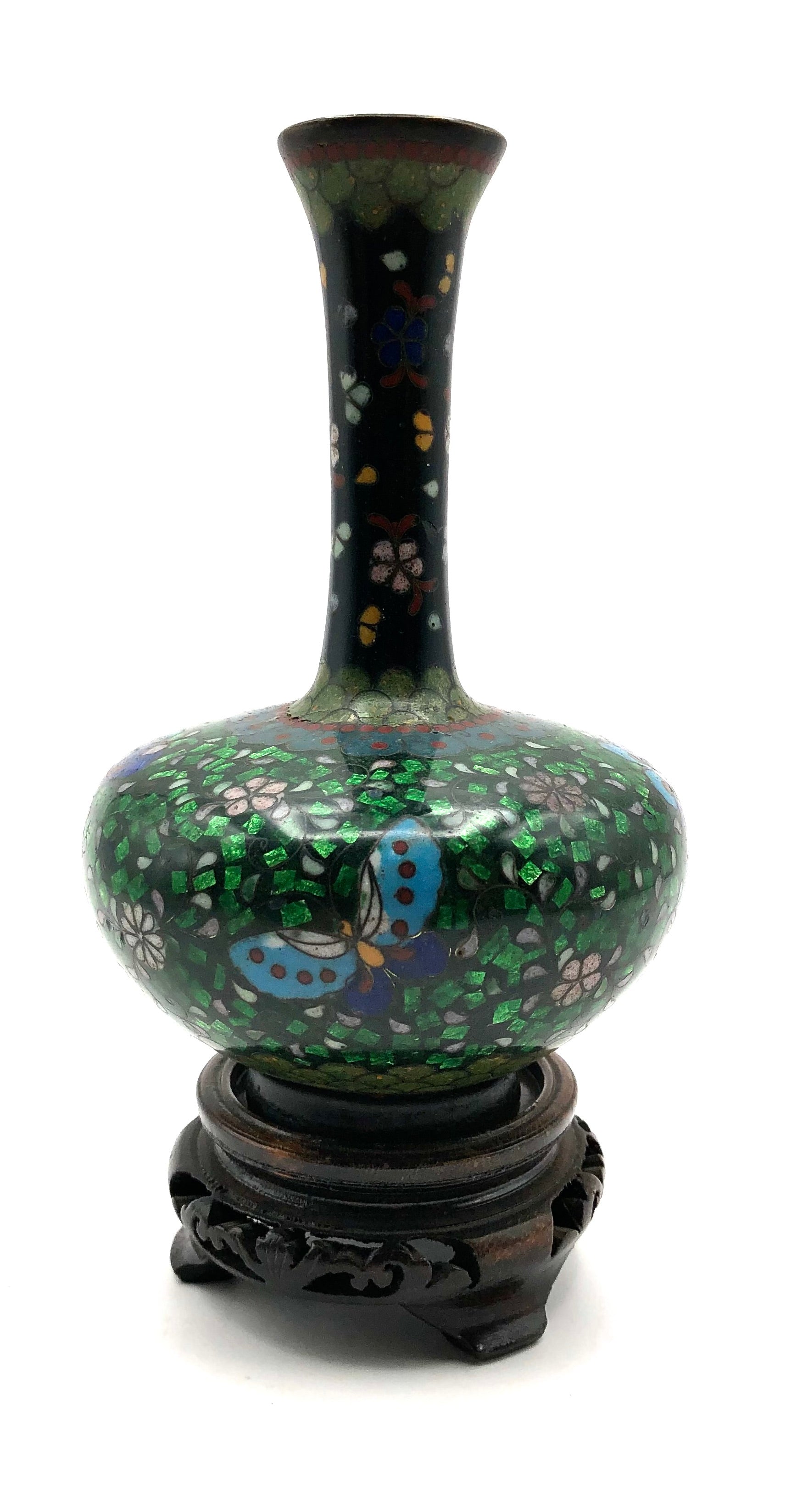 Antique Japanese Miniature Cloisonné Trumpet Shaped Vase | Signed Takahara Komajiro