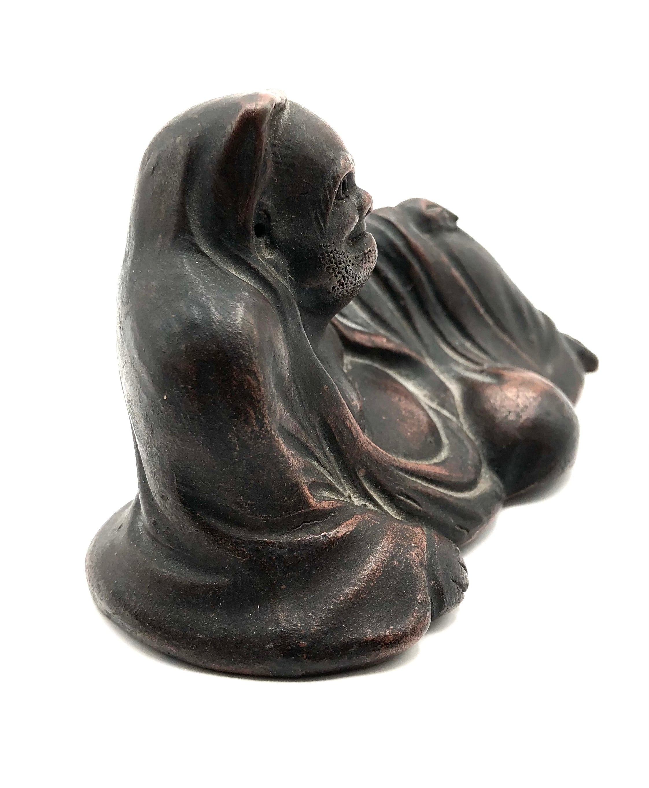 Vintage Japanese Bizen-yaki DARUMA in Repose | Zen Patriarch Buddhist Monk