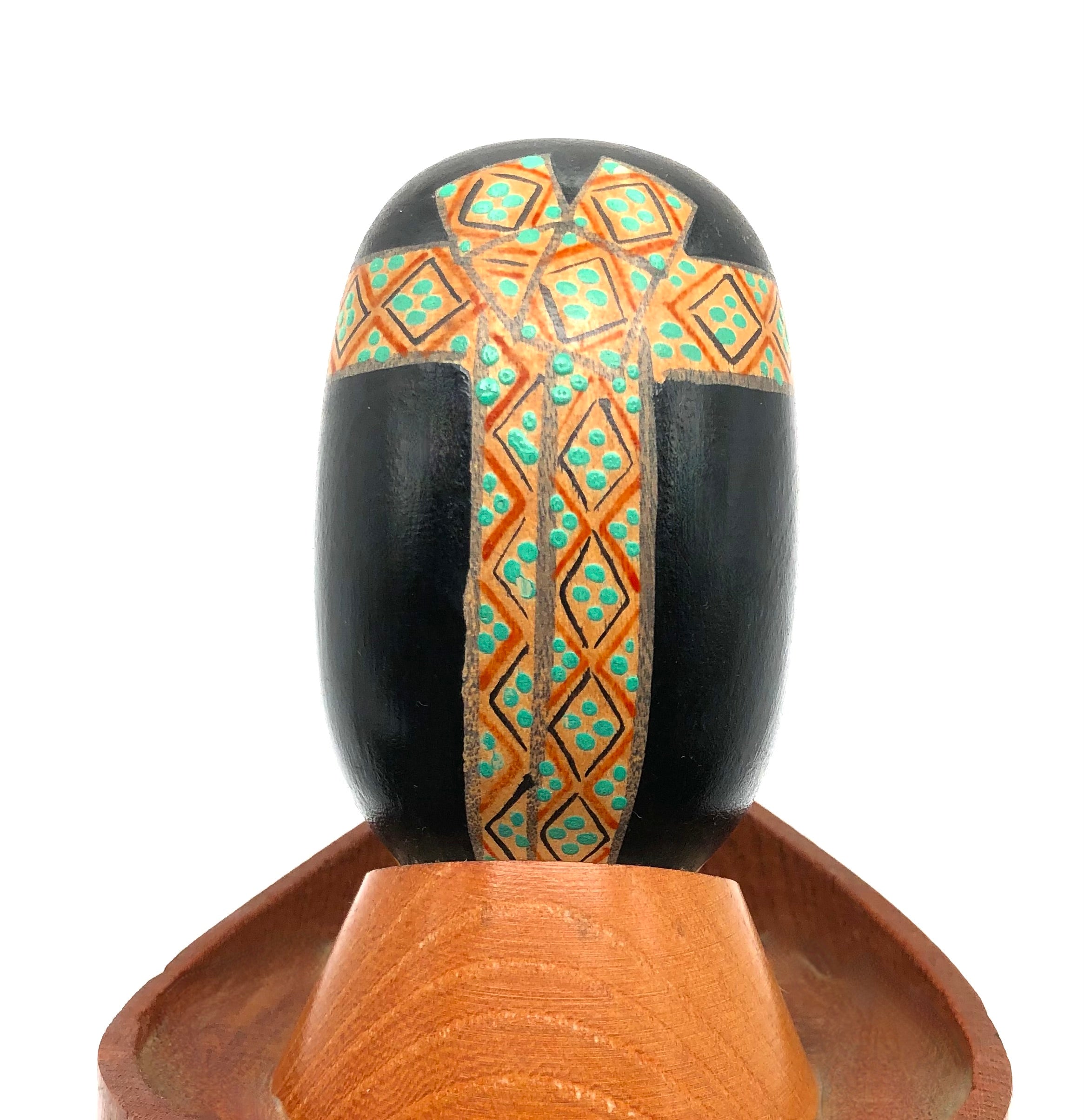 Vintage Japanese Sosaku Kokeshi entitled: “Nōmen yakusha | Noh Mask Actor” by Kon, Akira (Seiju, 1931)